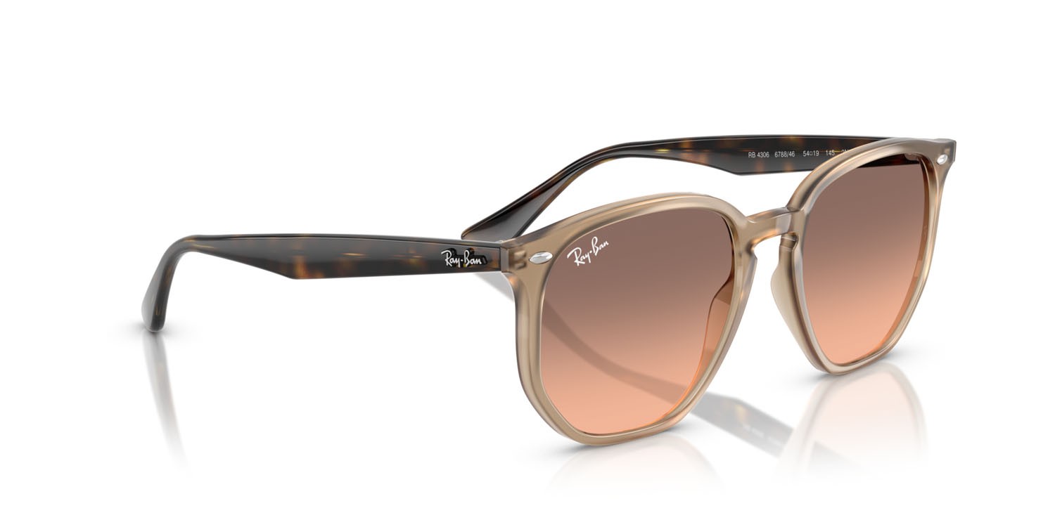Occhiali da sole Ray-Ban RB 4306 (678846) colore tortora forma irregolare lenti rosa sfumato grigio
