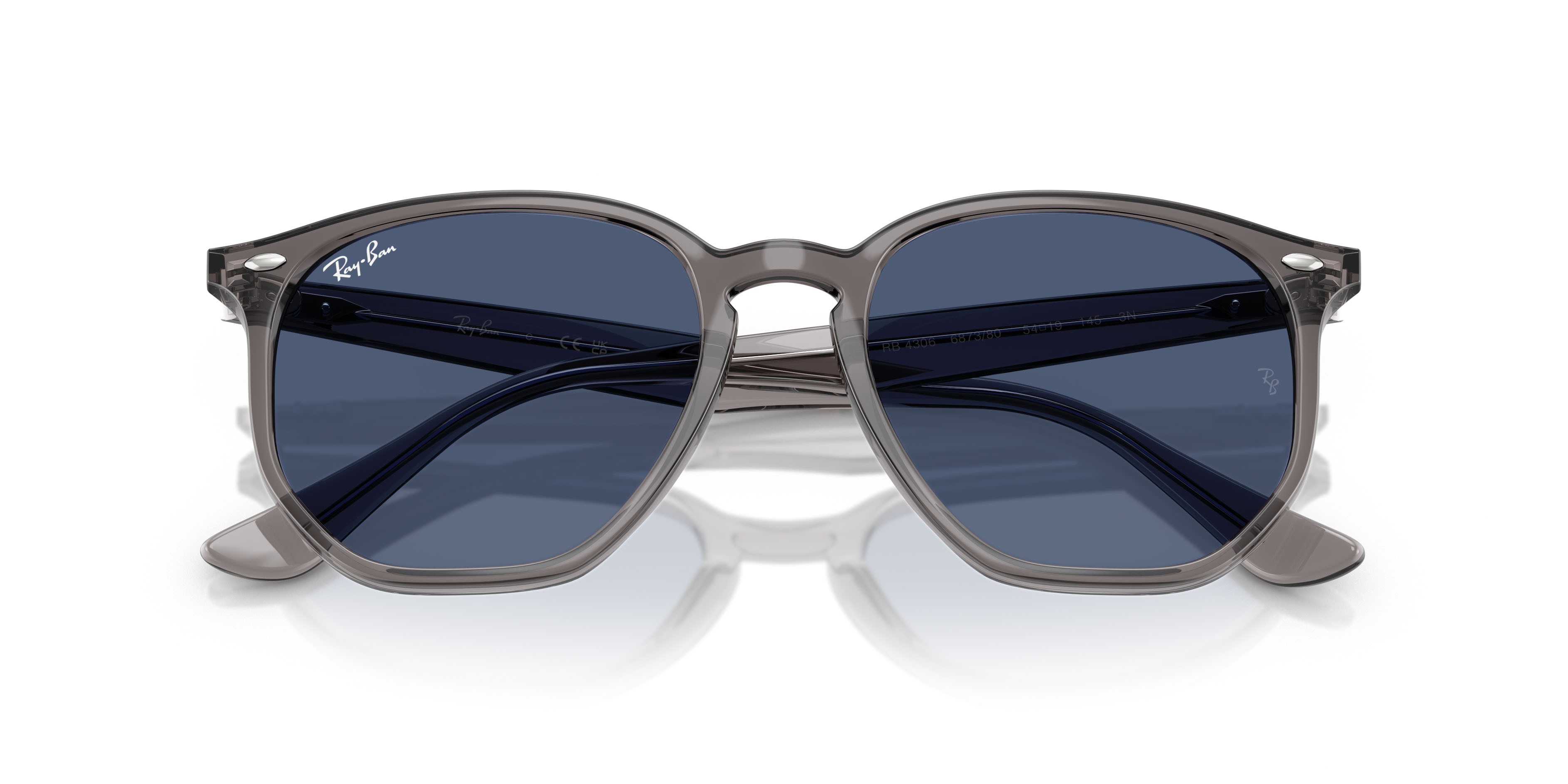 Sonnenbrillen Ray-Ban RB 4306 (687380) farbe grigio opale form unregelmäßig gläser blu scuro