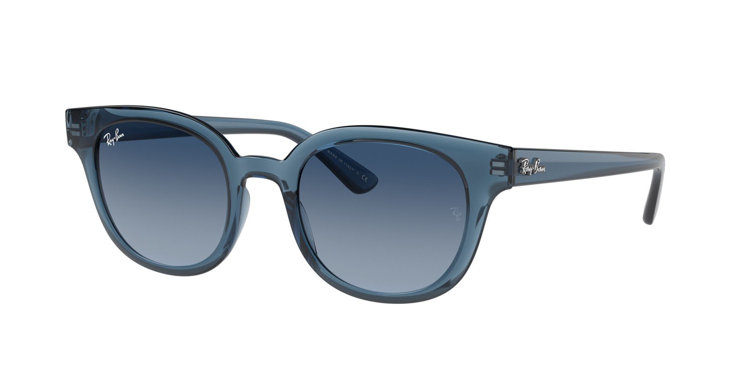 Sonnenbrillen Ray-Ban RB 4324 (6448Q8) farbe blu scuro trasparente form quadratisch gläser azzurro/sfumato blu