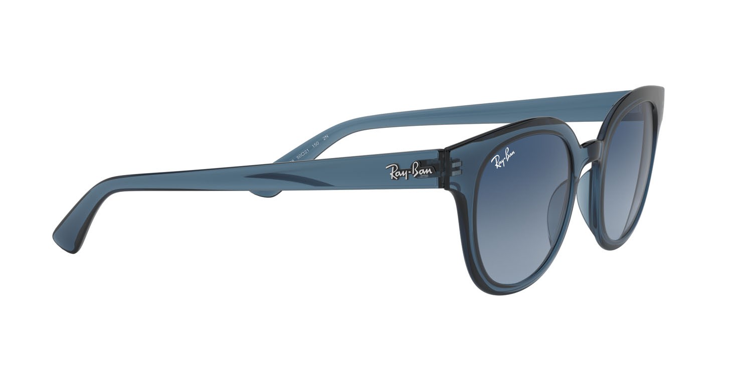 Sonnenbrillen Ray-Ban RB 4324 (6448Q8) farbe blu scuro trasparente form quadratisch gläser azzurro/sfumato blu