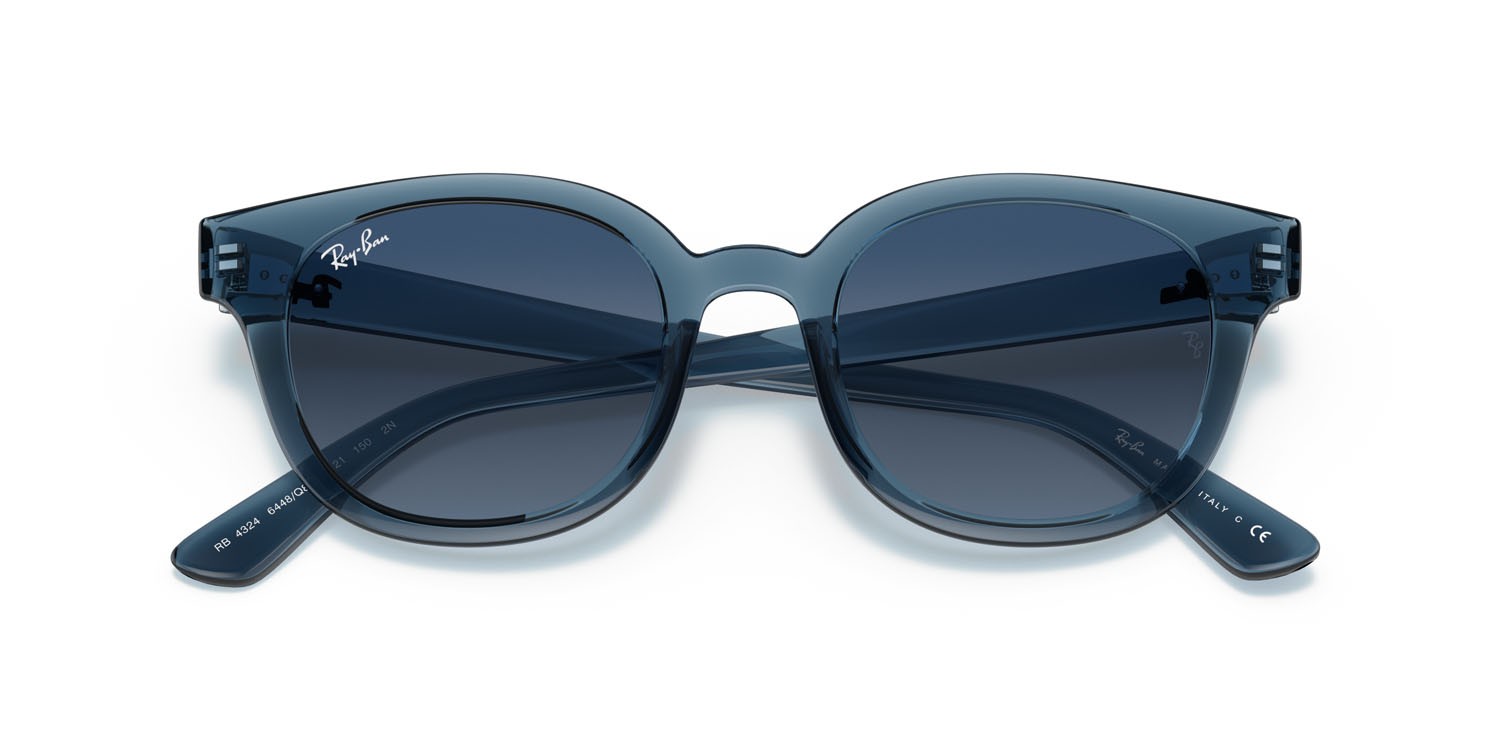 Sonnenbrillen Ray-Ban RB 4324 (6448Q8) farbe blu scuro trasparente form quadratisch gläser azzurro/sfumato blu
