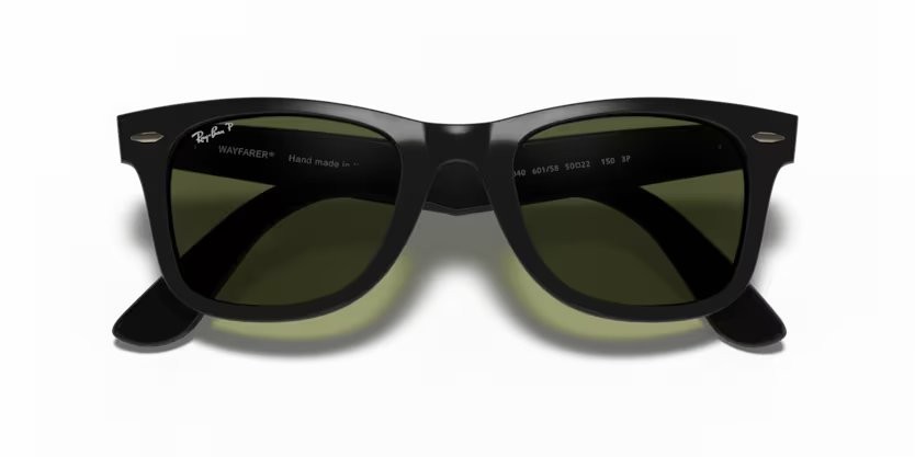 Sunglasses Ray-Ban Wayfarer Ease RB 4340 (601/58) color black shape square lenses green polarized