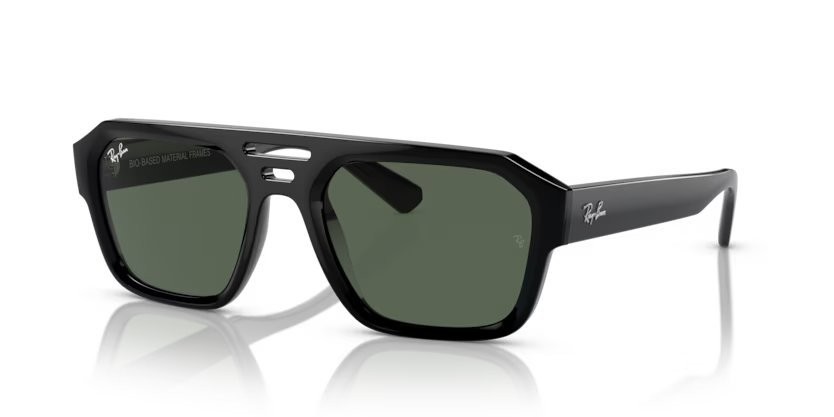 Occhiali da sole Ray-Ban Corrigan RB 4397 (667771) colore nero forma irregolare lenti verde scuro