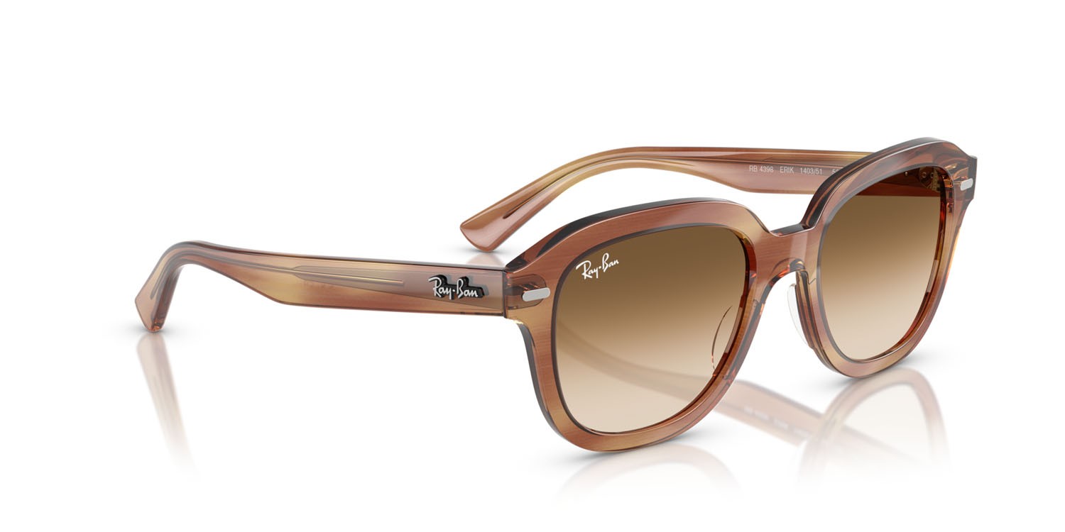 Sonnenbrillen Ray-Ban Erik RB 4398 (140351) farbe striato marrone form quadratisch gläser trasparente sfumato marrone