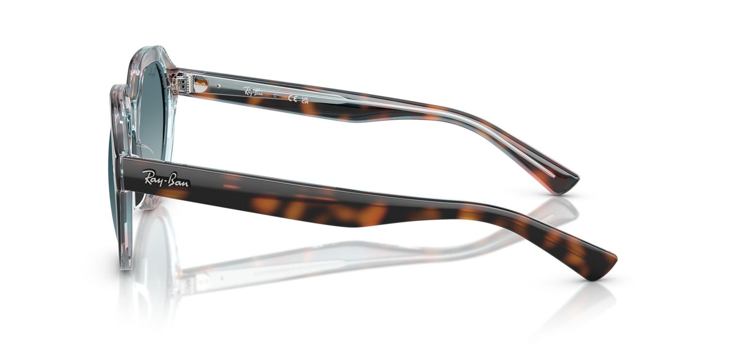 Occhiali da sole Ray-Ban Gina RB 4399 (14133M) colore havana scuro su multicolor forma quadrato lenti blu sfumato grigio