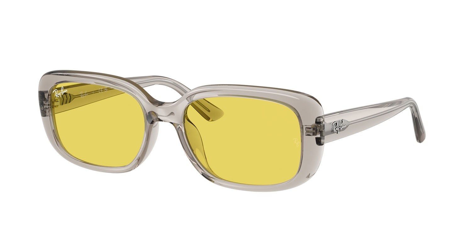 Sonnenbrillen Ray-Ban RB 4421D (681885) farbe beige chiaro transparente form quadratisch gläser giallo