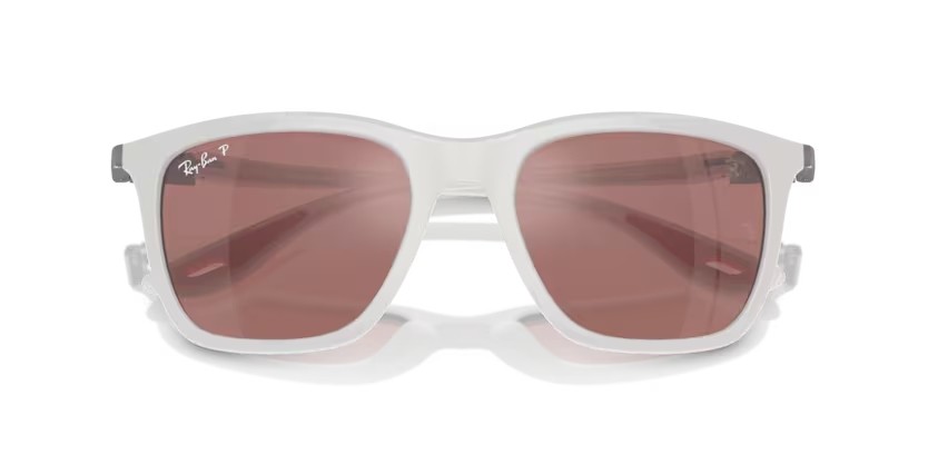 Sonnenbrillen Ray-Ban Scuderia Ferrari Leclerc Special Edition 2024 RB 4433M (F625H2) farbe bianco form quadratisch gläser viola/argento