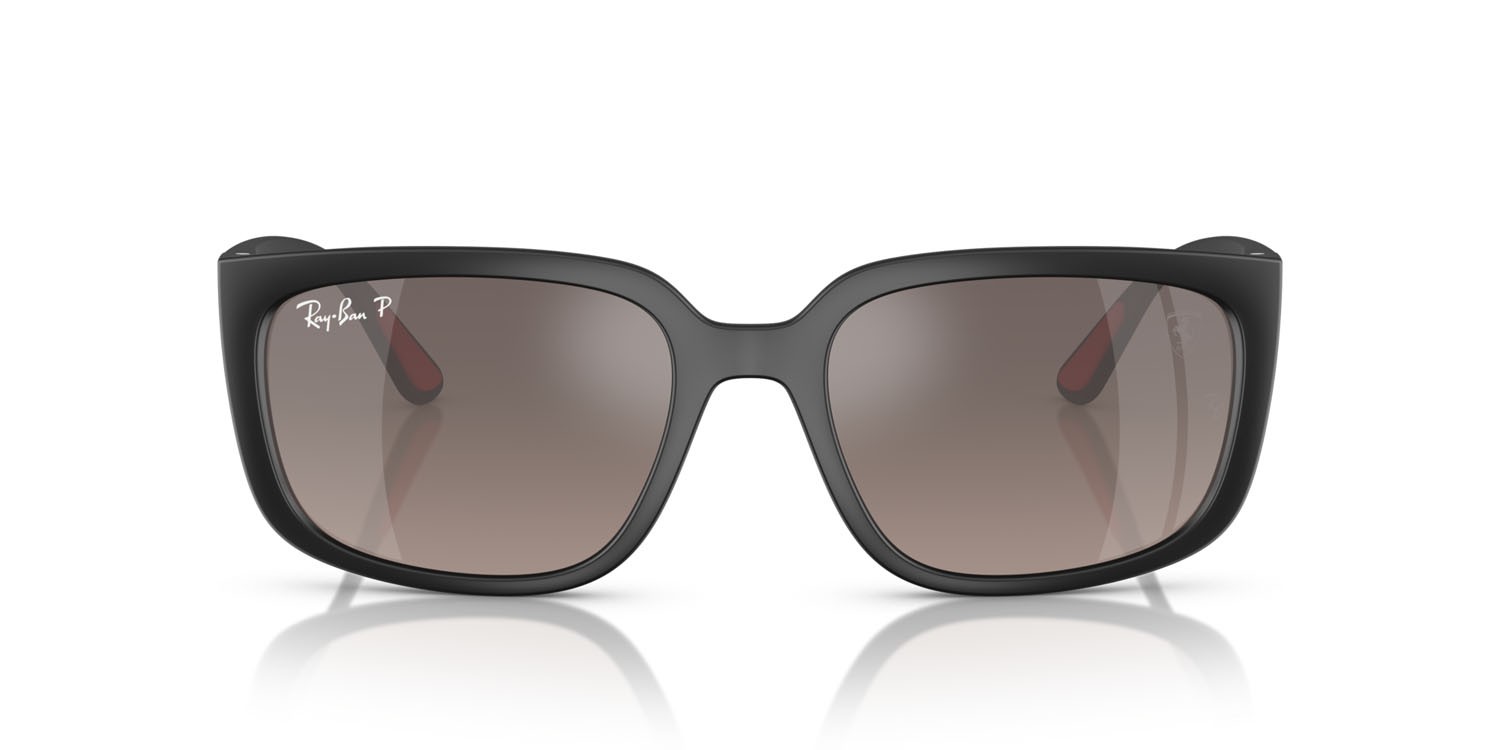 Sonnenbrillen Ray-Ban Scuderia Ferrari RB 4443M (F6025J) farbe nero form quadratisch gläser polarizzata grigio a specchio