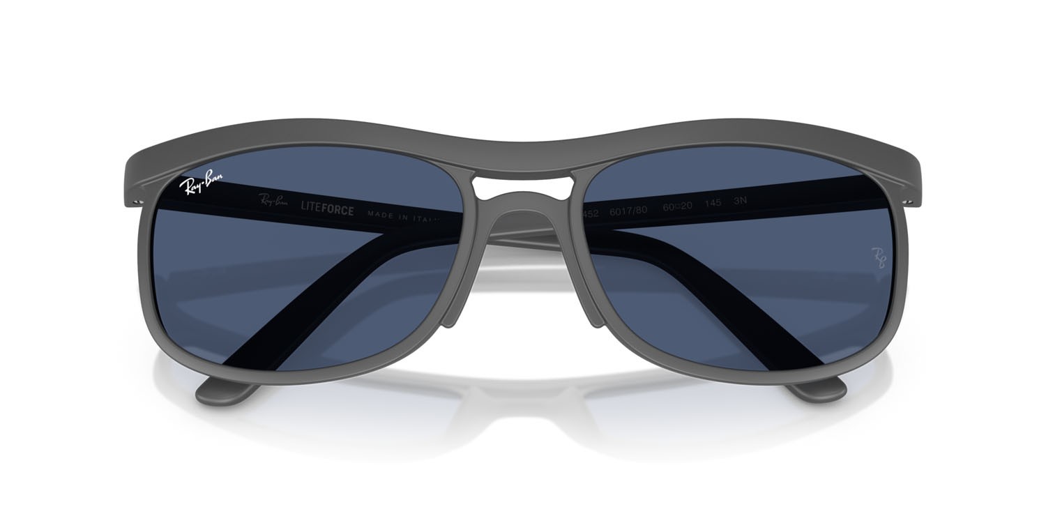 Sonnenbrillen Ray-Ban RB 4452 (601780) farbe sabbia grigio form quadratisch gläser blu scuro