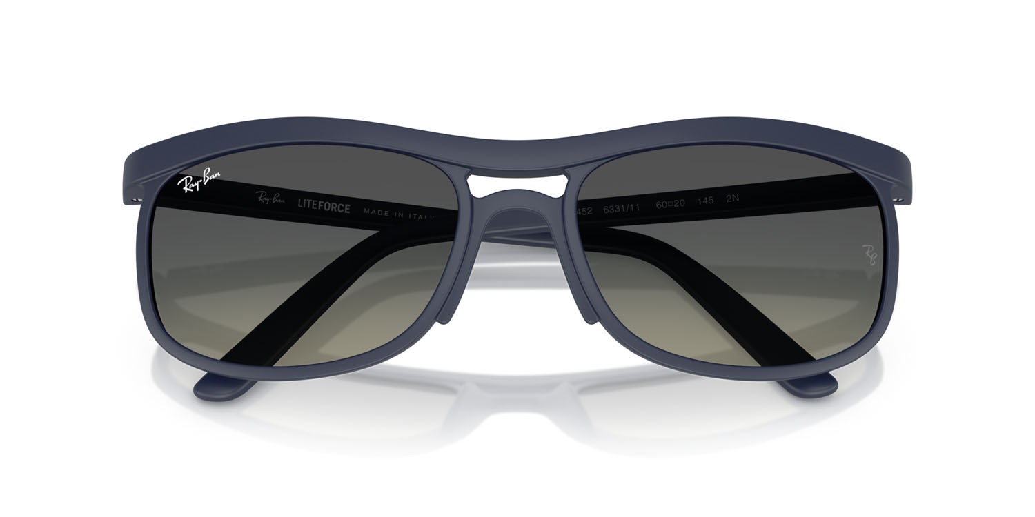 Sonnenbrillen Ray-Ban RB 4452 (633111) farbe sabbia blu scuro form quadratisch gläser grigio sfumato