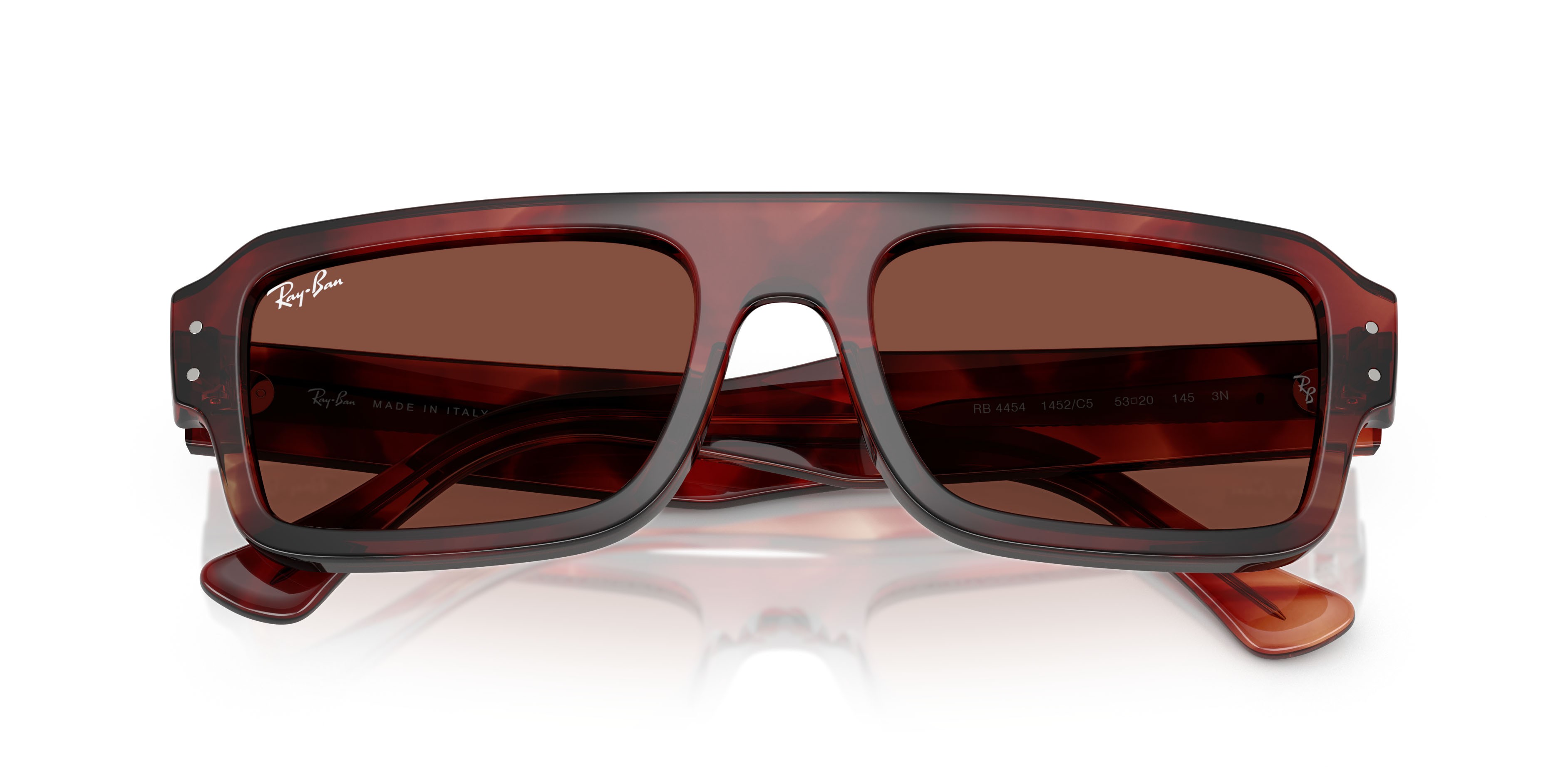 Sonnenbrillen Ray-Ban Flacko RB 4454 (1452C5) farbe havana rosso form rechteckig gläser rosso