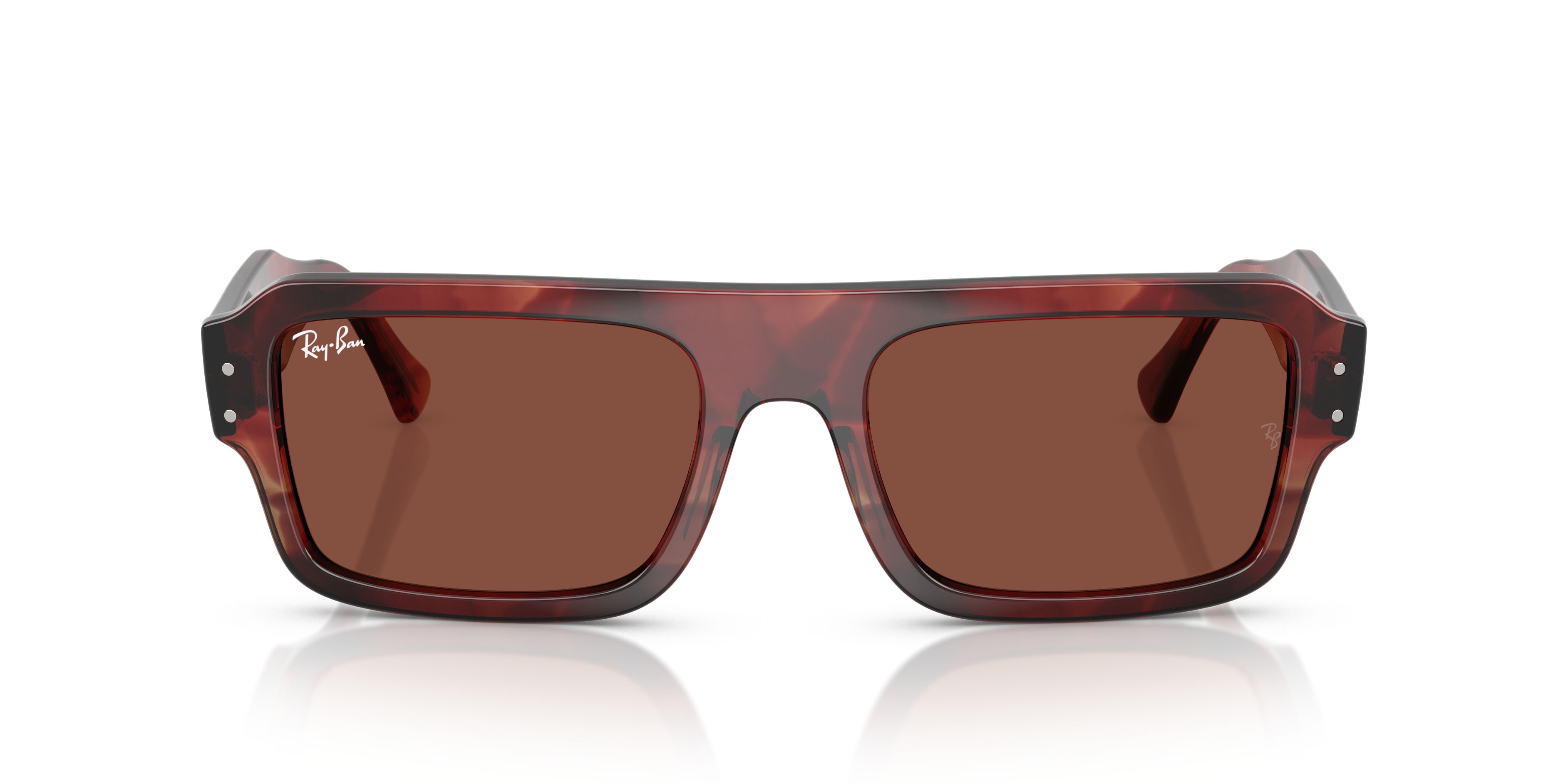 Sonnenbrillen Ray-Ban Flacko RB 4454 (1452C5) farbe havana rosso form rechteckig gläser rosso