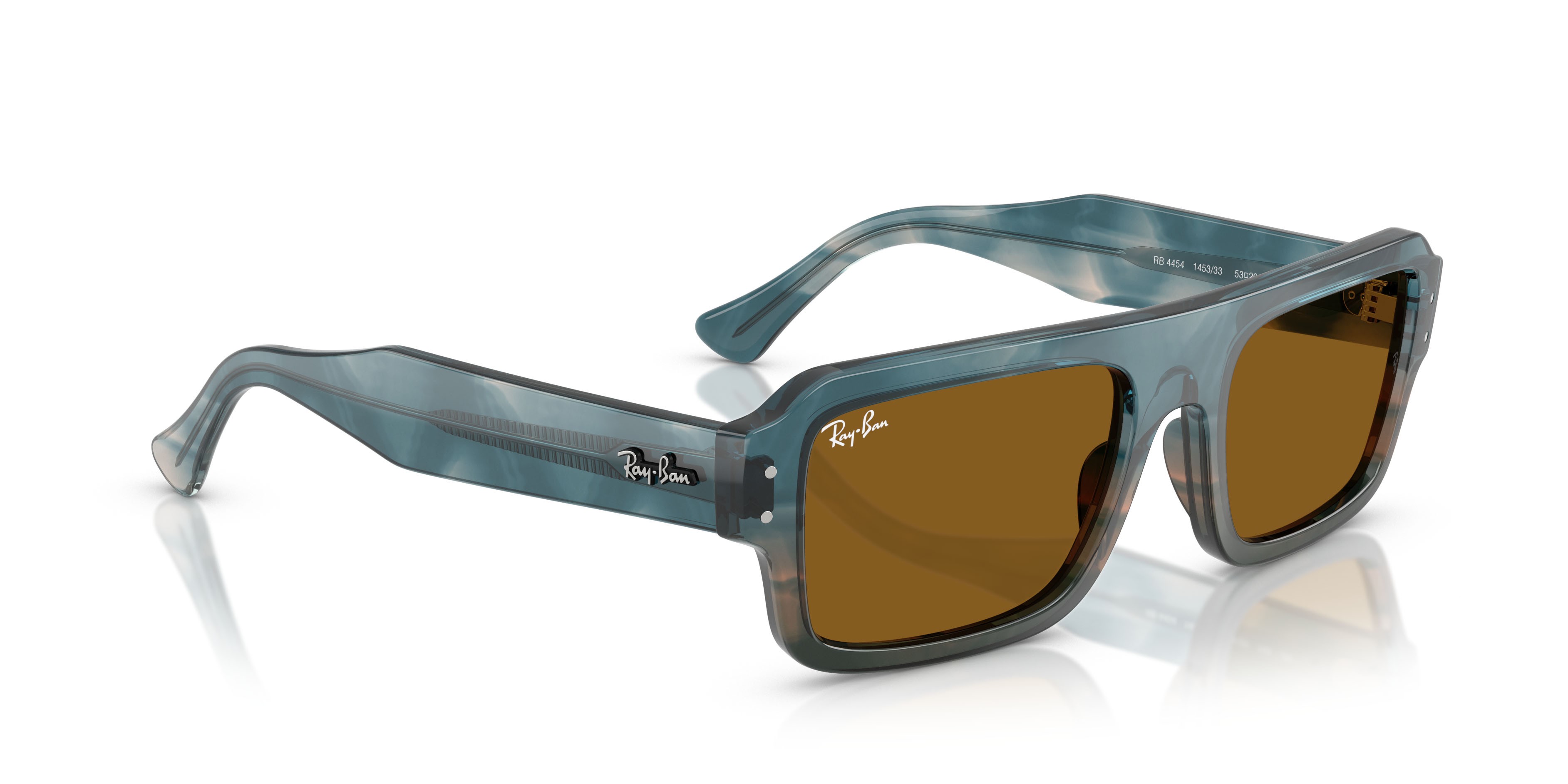 Sonnenbrillen Ray-Ban Flacko RB 4454 (145333) farbe havana blu form rechteckig gläser marrone