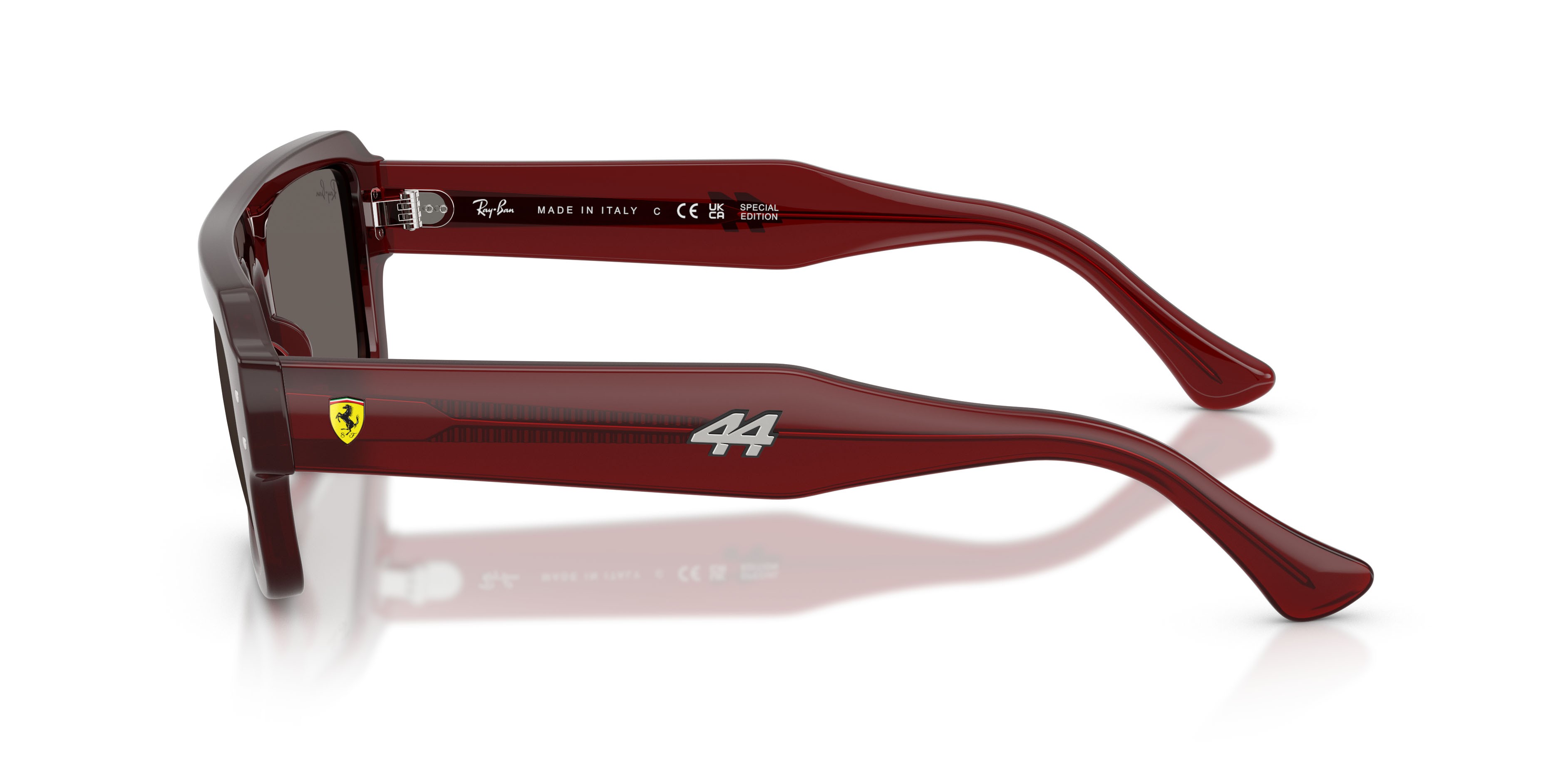 Sonnenbrillen Ray-Ban Scuderia Ferrari RB 4454M (F710B1) farbe rosso trasparente form rechteckig gläser grigio scuro