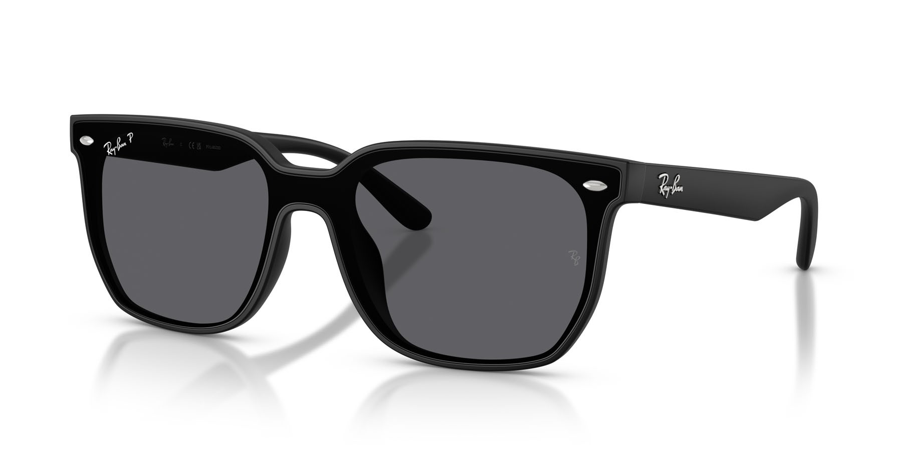 Occhiali da sole Ray-Ban RB 4466D (601S81) colore nero opaco forma quadrato lenti polarized grigia