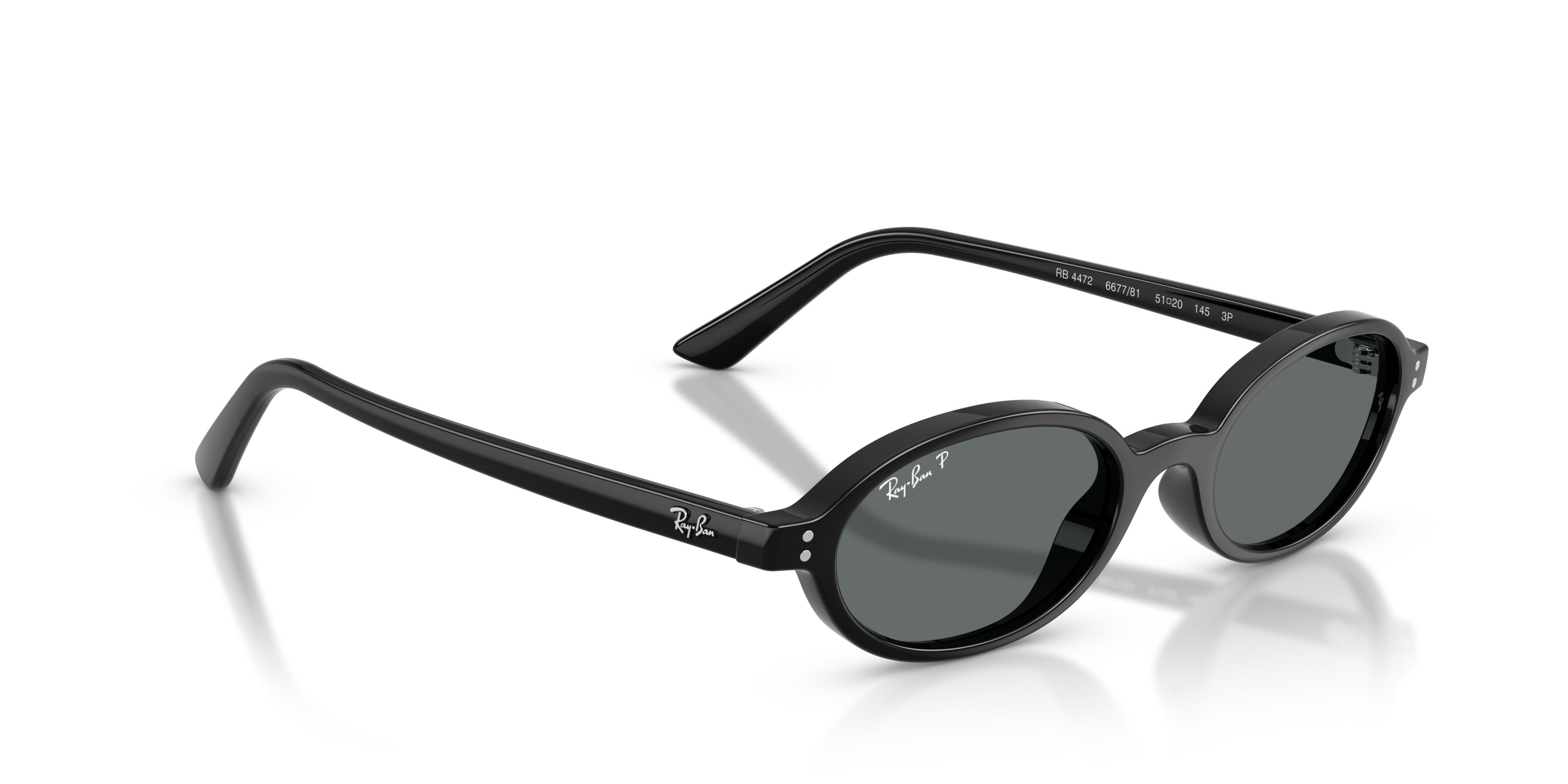 Sunglasses Ray-Ban Khal RB 4472 (667781) color nero shape oval lenses polar grigio scuro