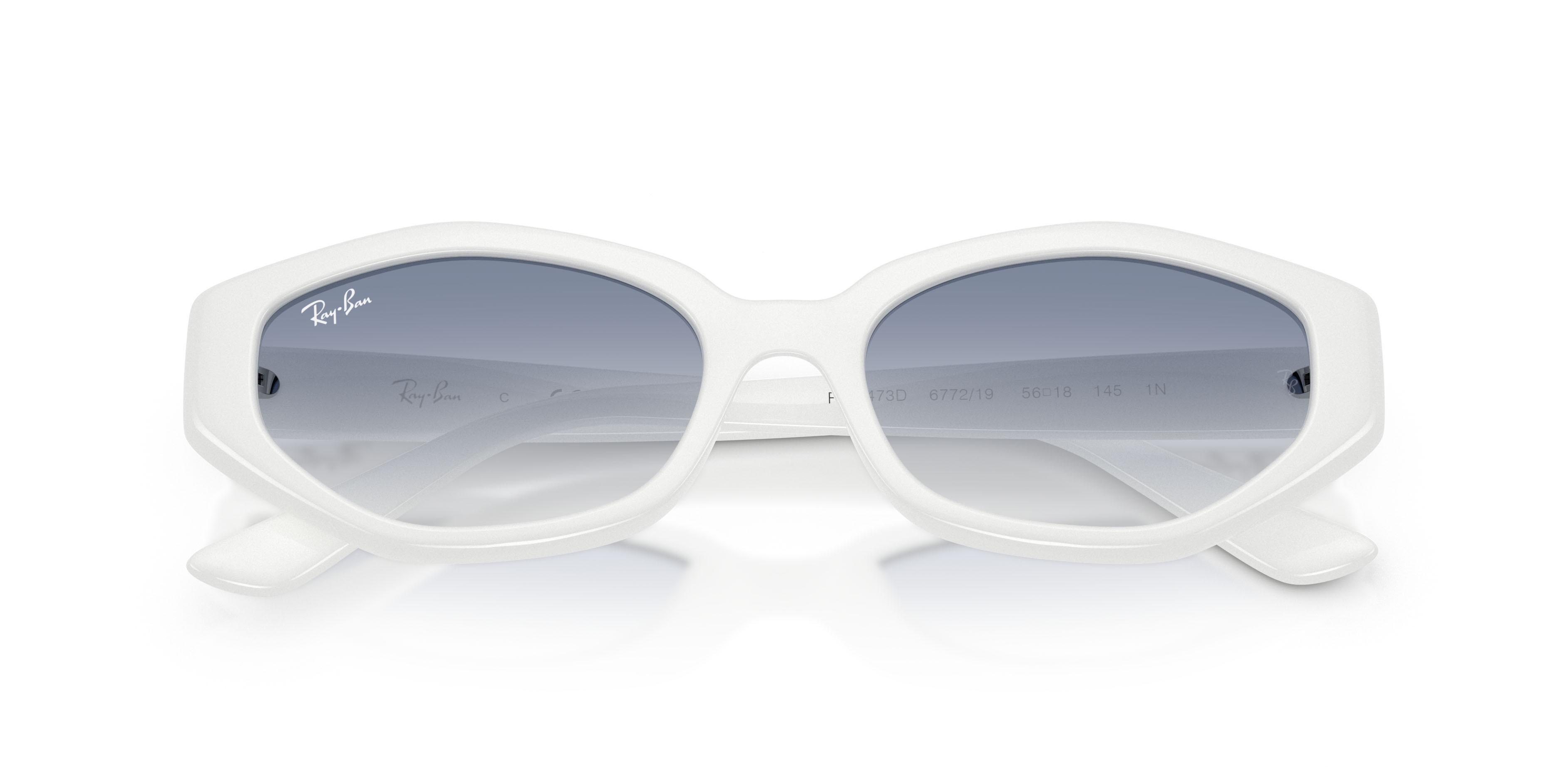 Sonnenbrillen Ray-Ban RB 4473D (677219) farbe bianco form unregelmäßig gläser trasparente sfumato azzurro
