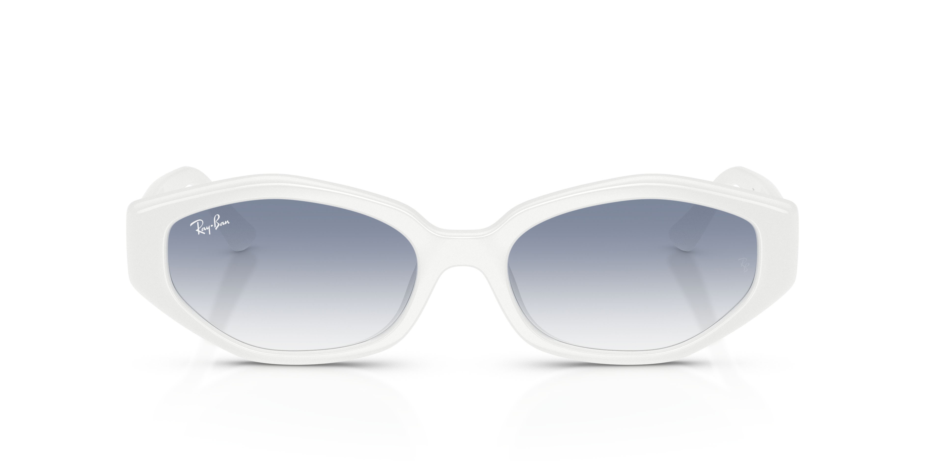 Sonnenbrillen Ray-Ban RB 4473D (677219) farbe bianco form unregelmäßig gläser trasparente sfumato azzurro