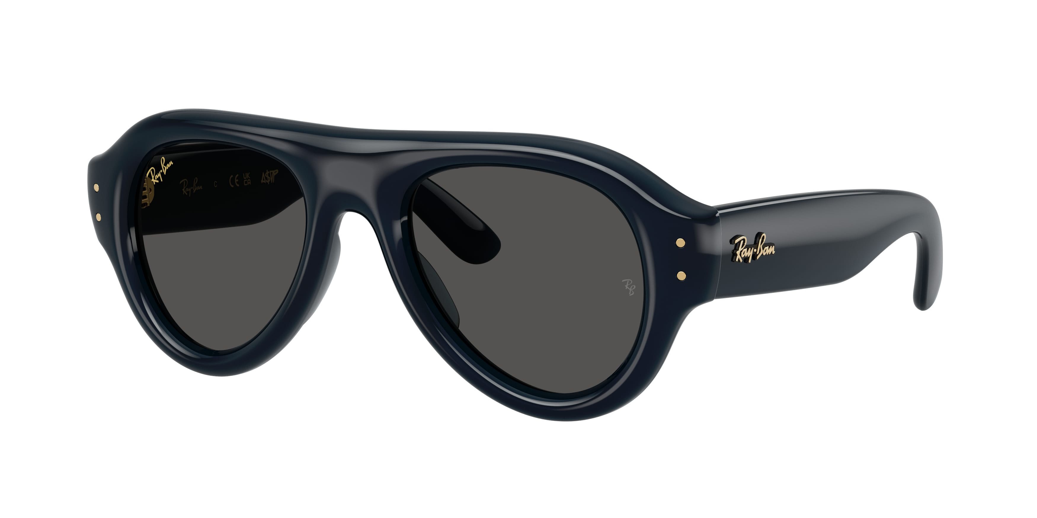 Occhiali da sole Ray-Ban Aviator Puffer RB 4925 (689587) colore blu trasparente forma aviator lenti ultra black