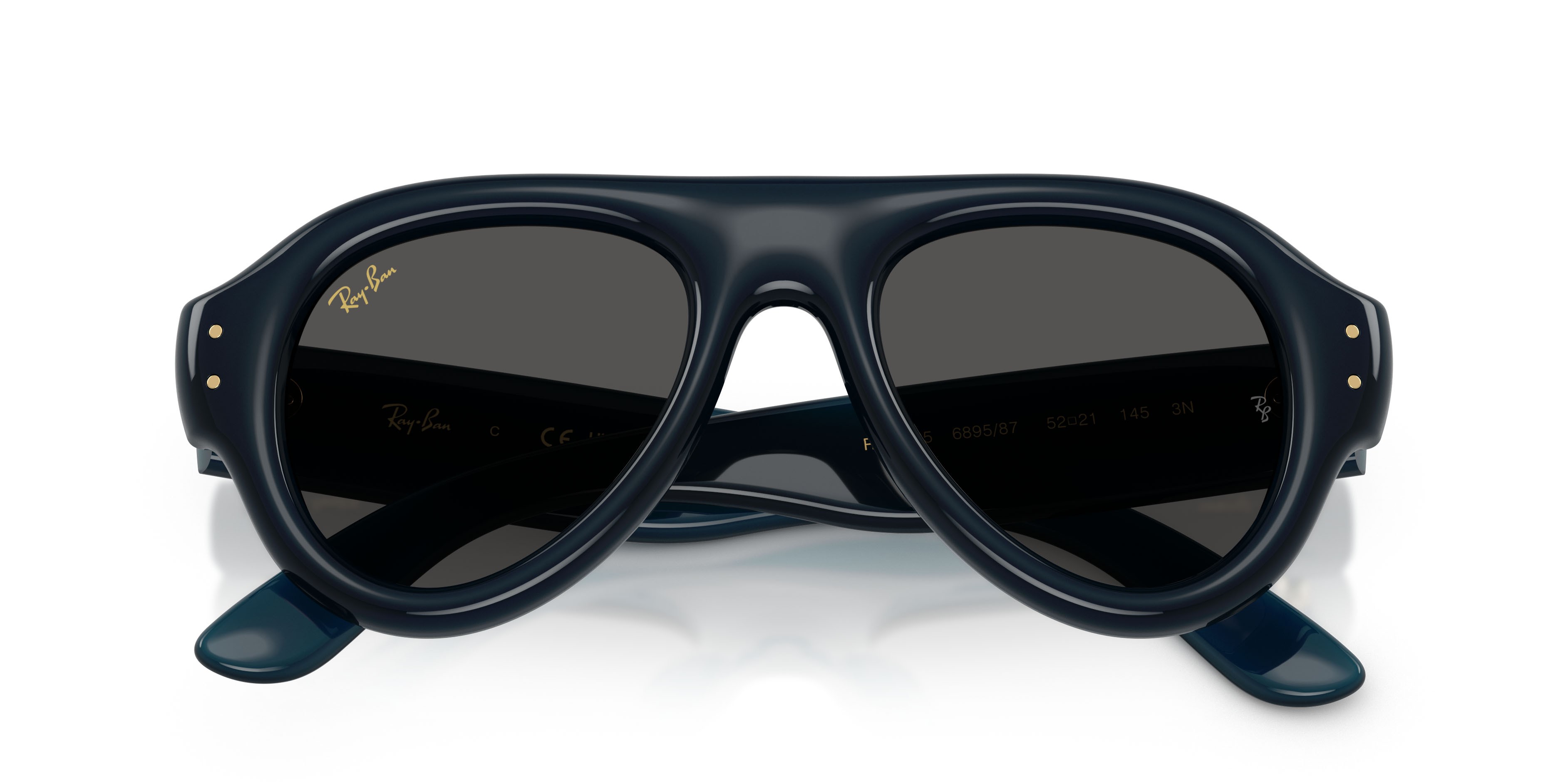 Occhiali da sole Ray-Ban Aviator Puffer RB 4925 (689587) colore blu trasparente forma aviator lenti ultra black