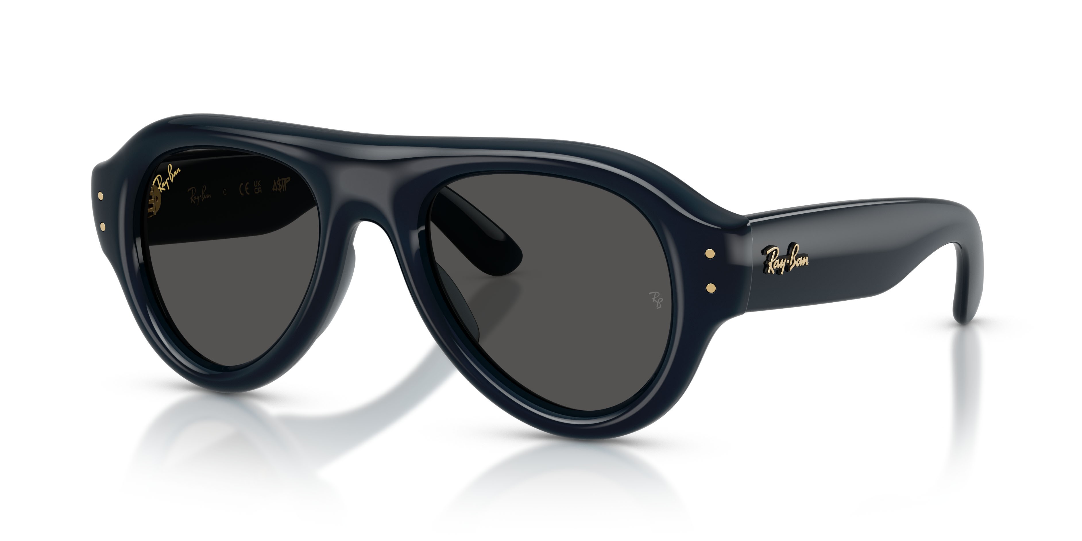 Occhiali da sole Ray-Ban Aviator Puffer RB 4925 (689587) colore blu trasparente forma aviator lenti ultra black