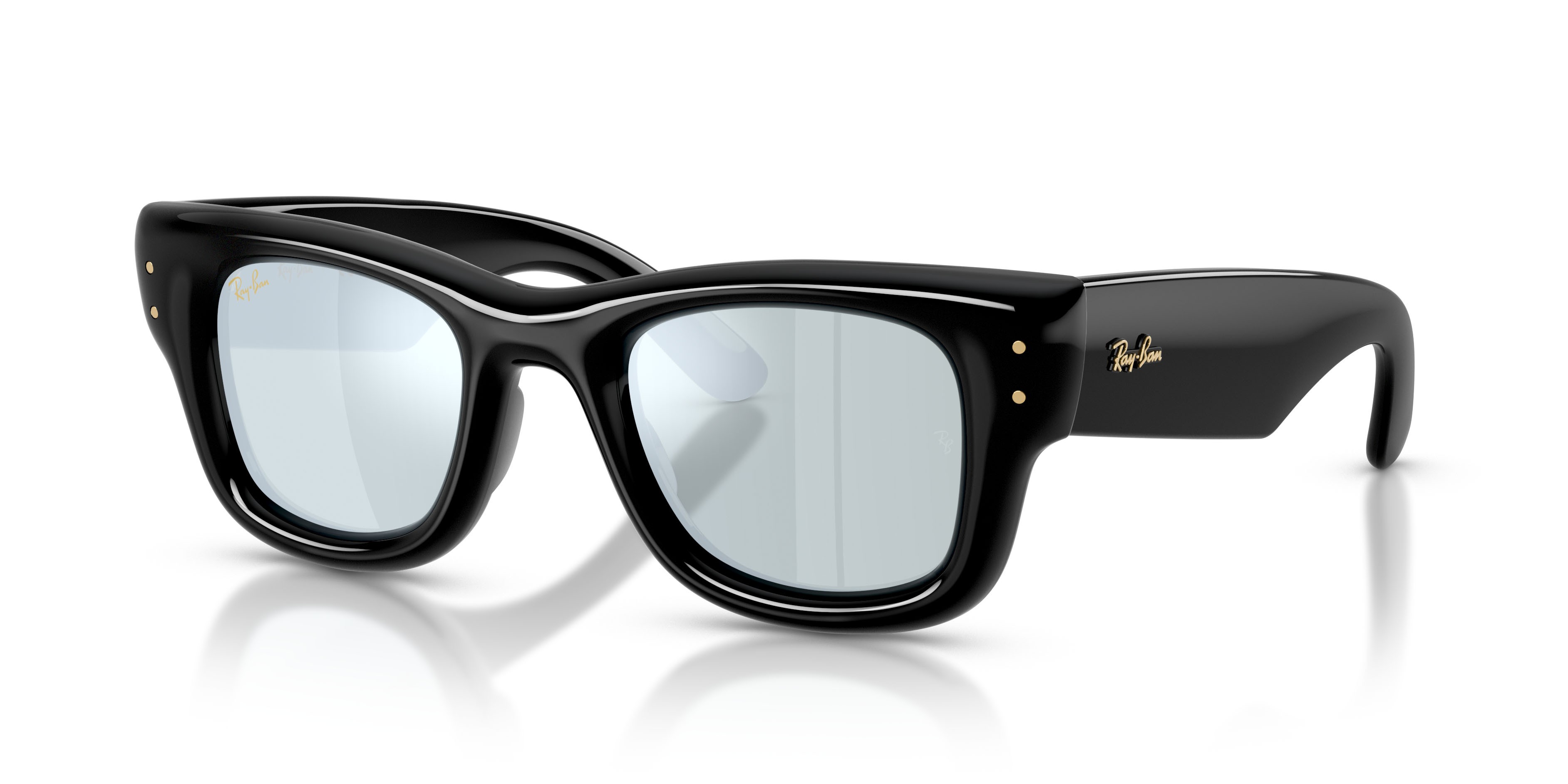 Sonnenbrillen Ray-Ban Wayfarer Puffer RB 4940 (601/30) farbe nero form quadratisch gläser verde a specchio argento plan