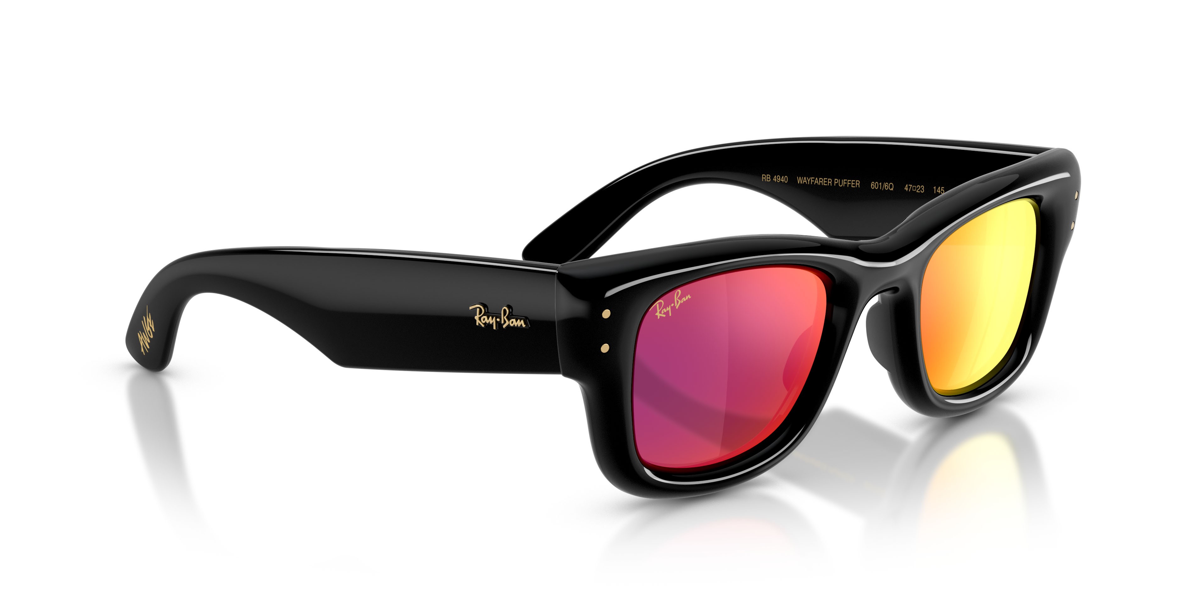 Sonnenbrillen Ray-Ban Wayfarer Puffer RB 4940 (601/6Q) farbe nero form quadratisch gläser marrone specchiato arancione
