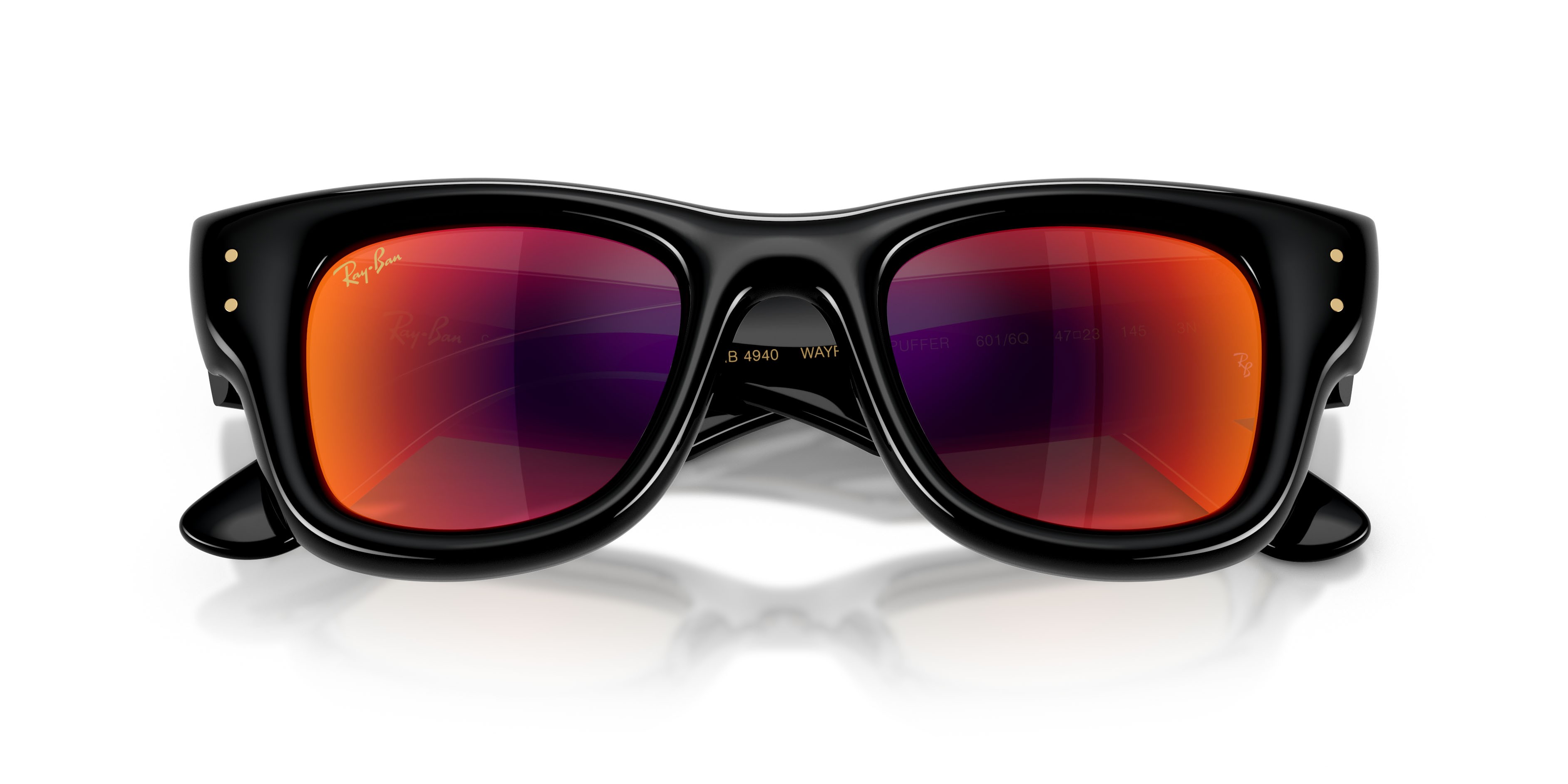 Sonnenbrillen Ray-Ban Wayfarer Puffer RB 4940 (601/6Q) farbe nero form quadratisch gläser marrone specchiato arancione