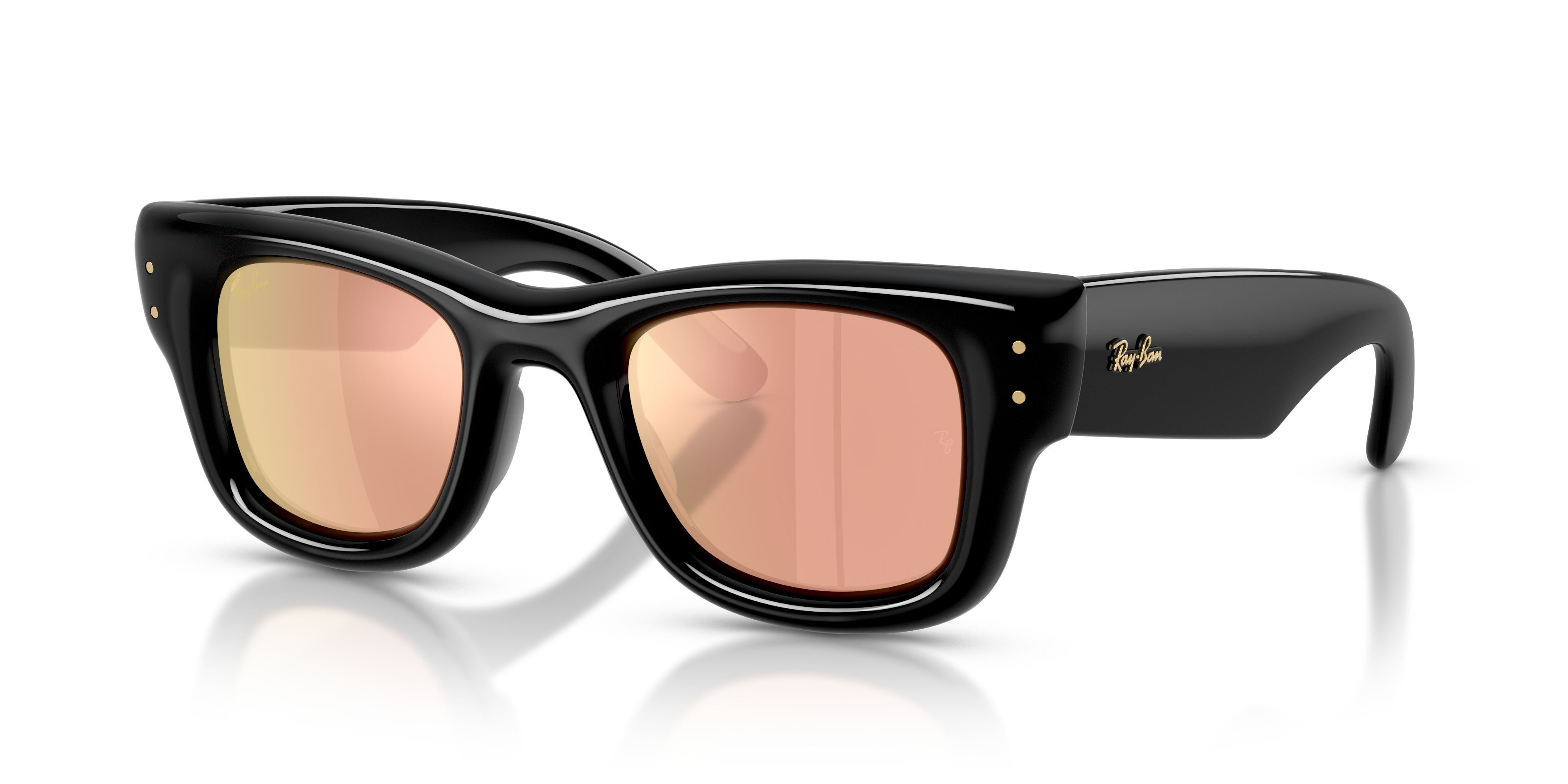 Sonnenbrillen Ray-Ban Wayfarer Puffer RB 4940 (601/7J) farbe nero form quadratisch gläser marrone scuro specchiato oro rose
