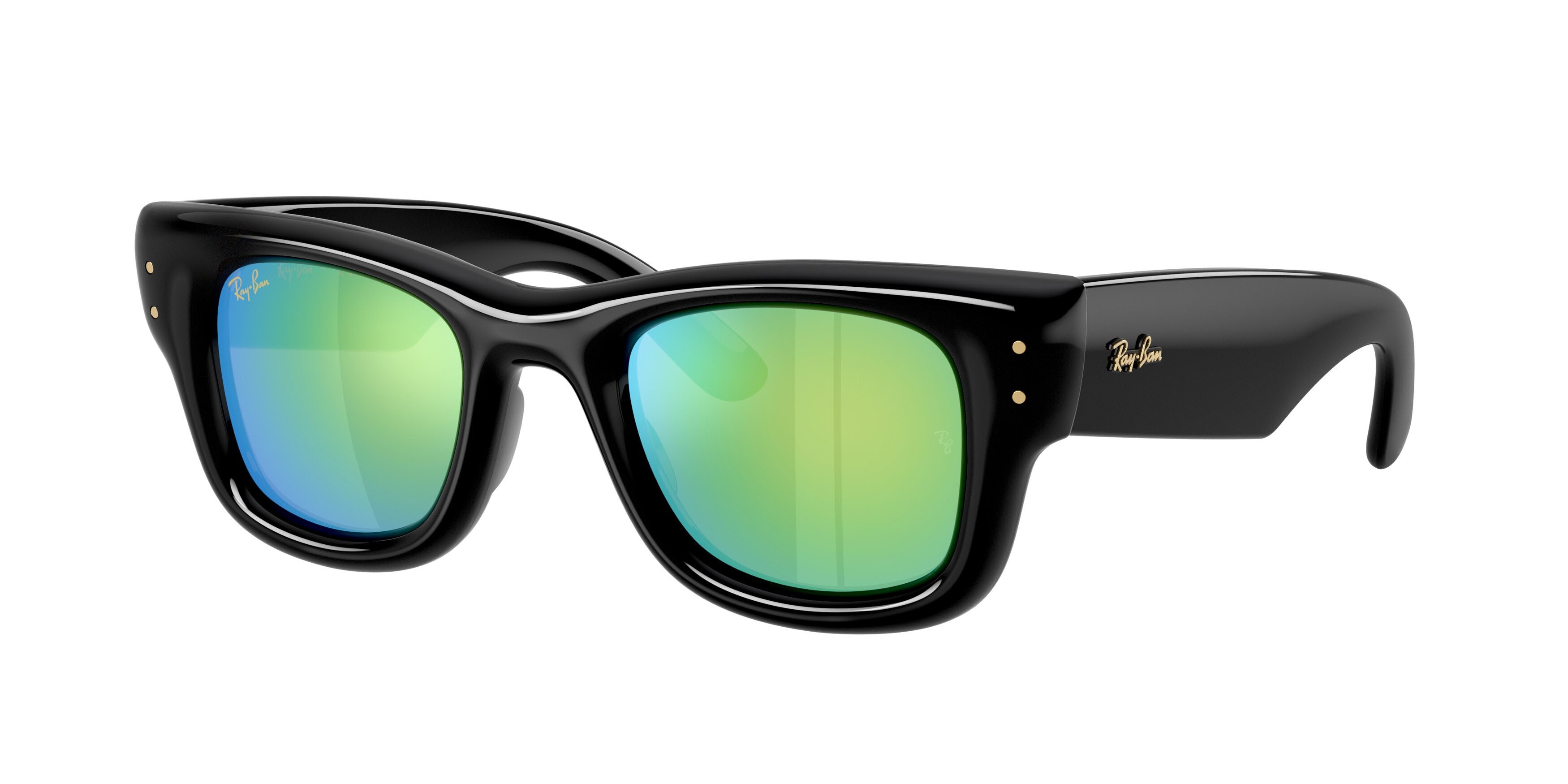 Sonnenbrillen Ray-Ban Wayfarer Puffer RB 4940 (601/8N) farbe nero form quadratisch gläser verde specchiato verde 632