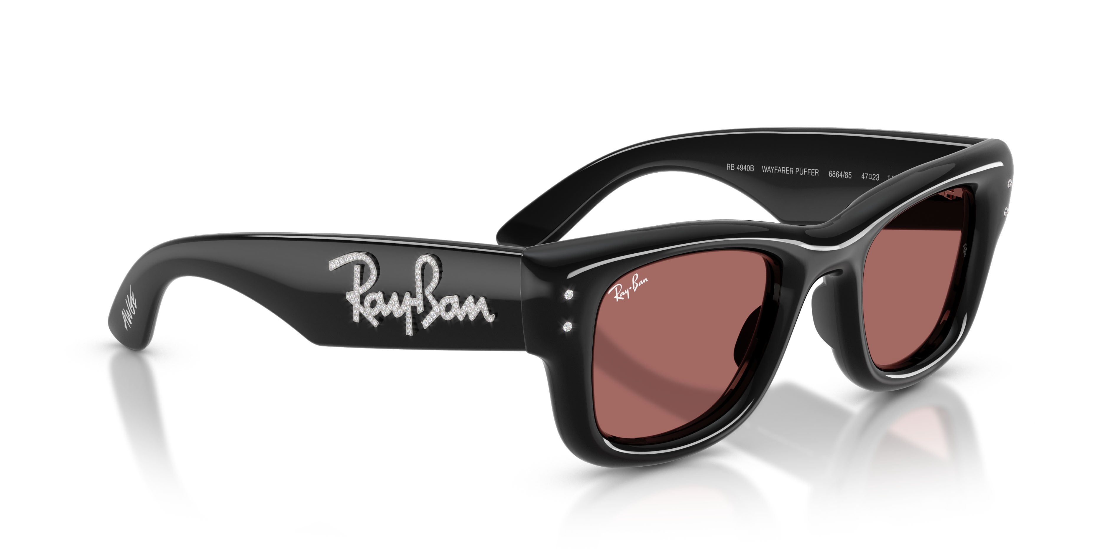 Sonnenbrillen Ray-Ban Wayfarer Puffer RB 4940B (686485) farbe nero form quadratisch gläser violetto scuro