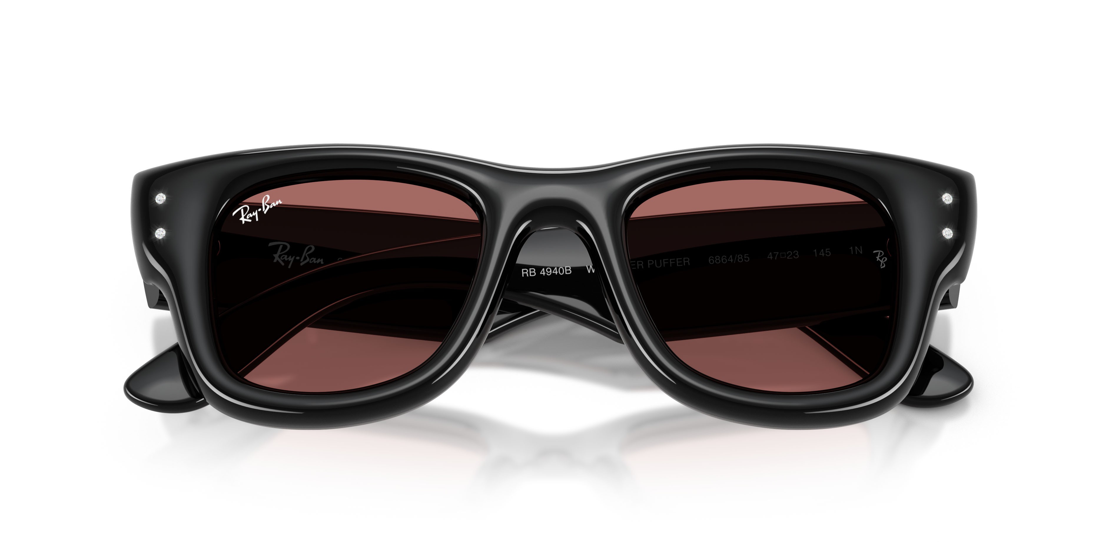 Sonnenbrillen Ray-Ban Wayfarer Puffer RB 4940B (686485) farbe nero form quadratisch gläser violetto scuro