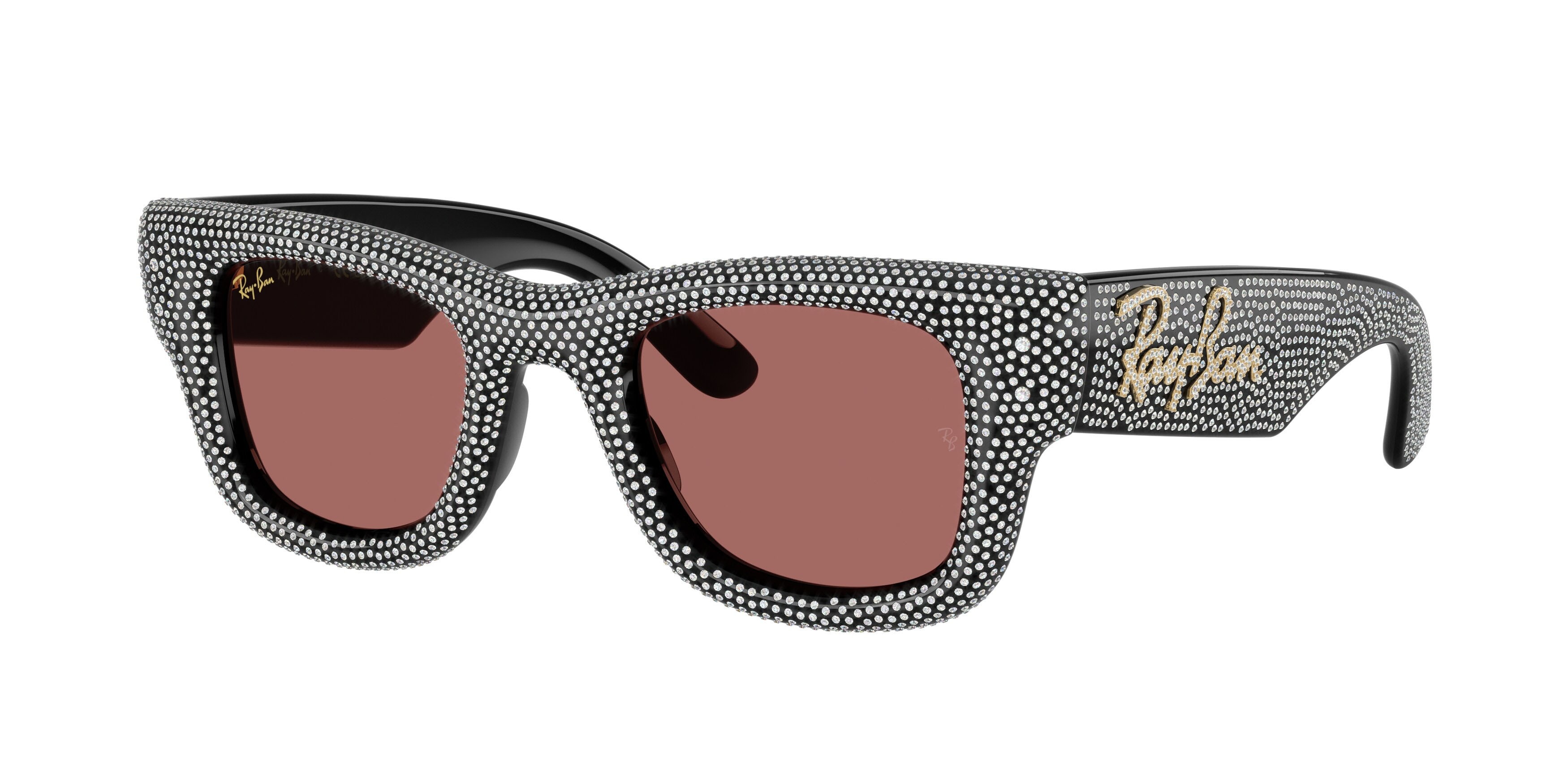 Sonnenbrillen Ray-Ban Wayfarer Puffer RB 4940BP (686585) farbe nero form quadratisch gläser violetto scuro