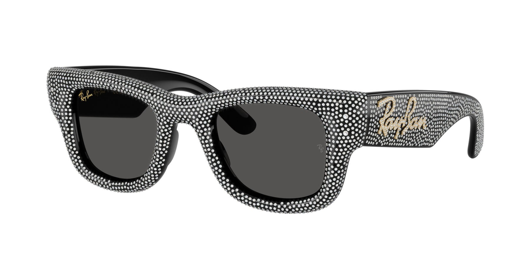 Sonnenbrillen Ray-Ban Wayfarer Puffer RB 4940BP (686587) farbe nero e pave strass form quadratisch gläser grigio scuro