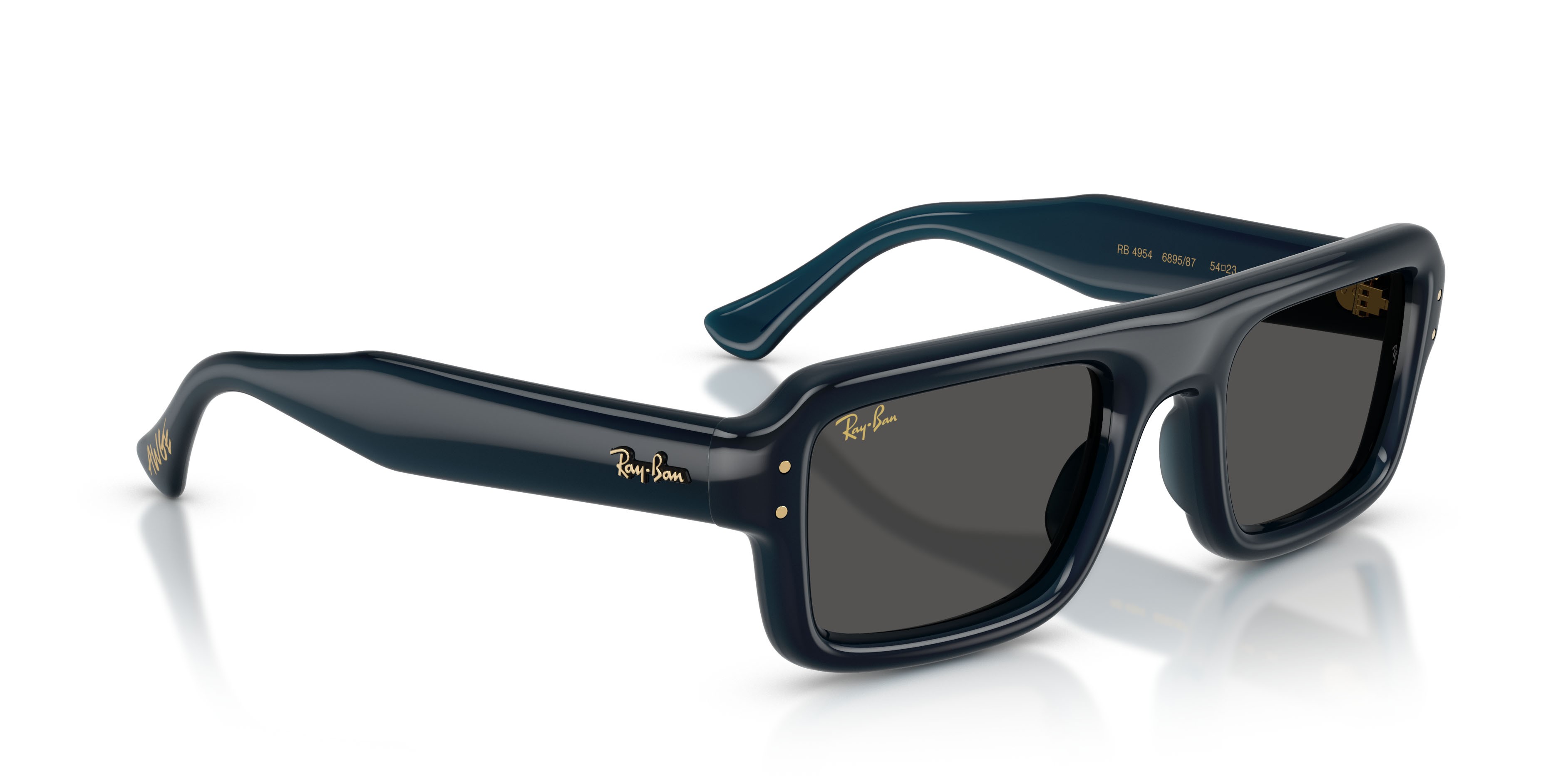Sonnenbrillen Ray-Ban Flacko Puffer RB 4954 (689587) farbe blu trasparente form aviator gläser ultra black