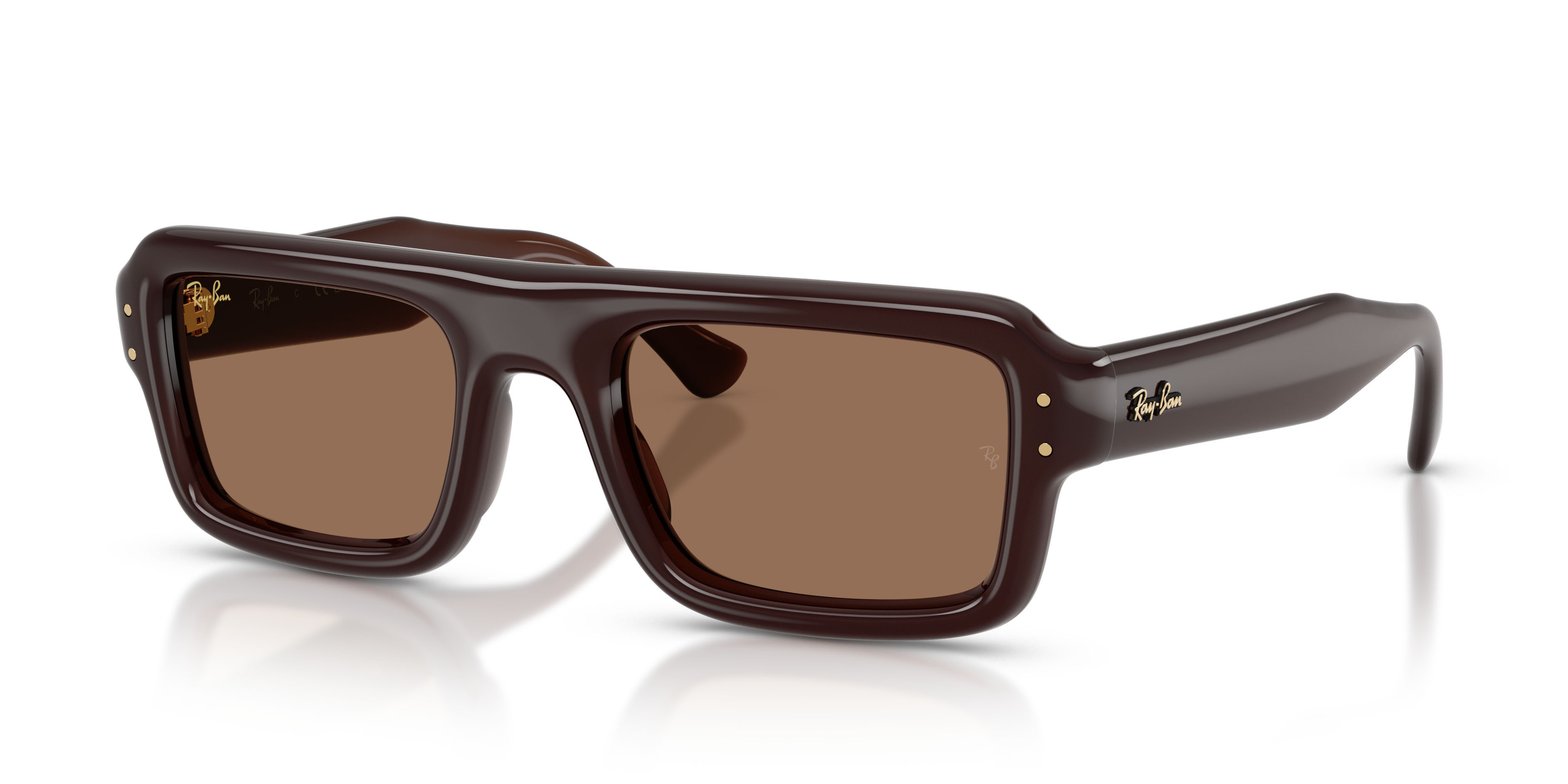 Sonnenbrillen Ray-Ban Flacko Puffer RB 4954 (689673) farbe marrone trasparente form aviator gläser marrone scuro