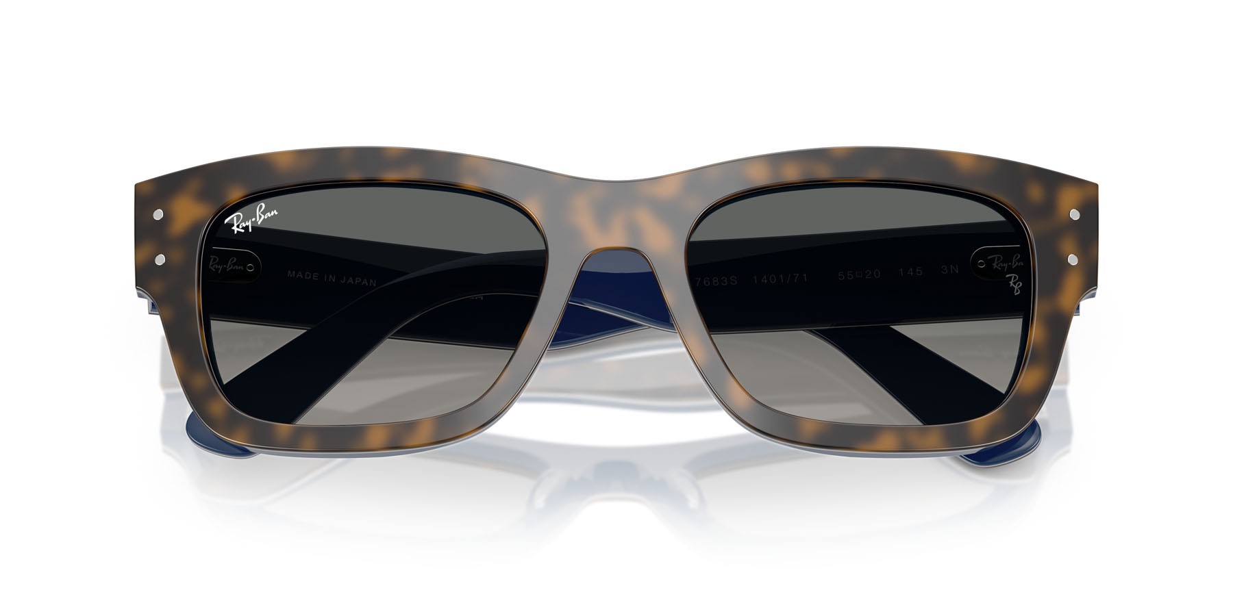 Sonnenbrillen Ray-Ban Joseph RB 7683S (140171) farbe havana grey on gradient blue form rechteckig gläser grigio sfumato