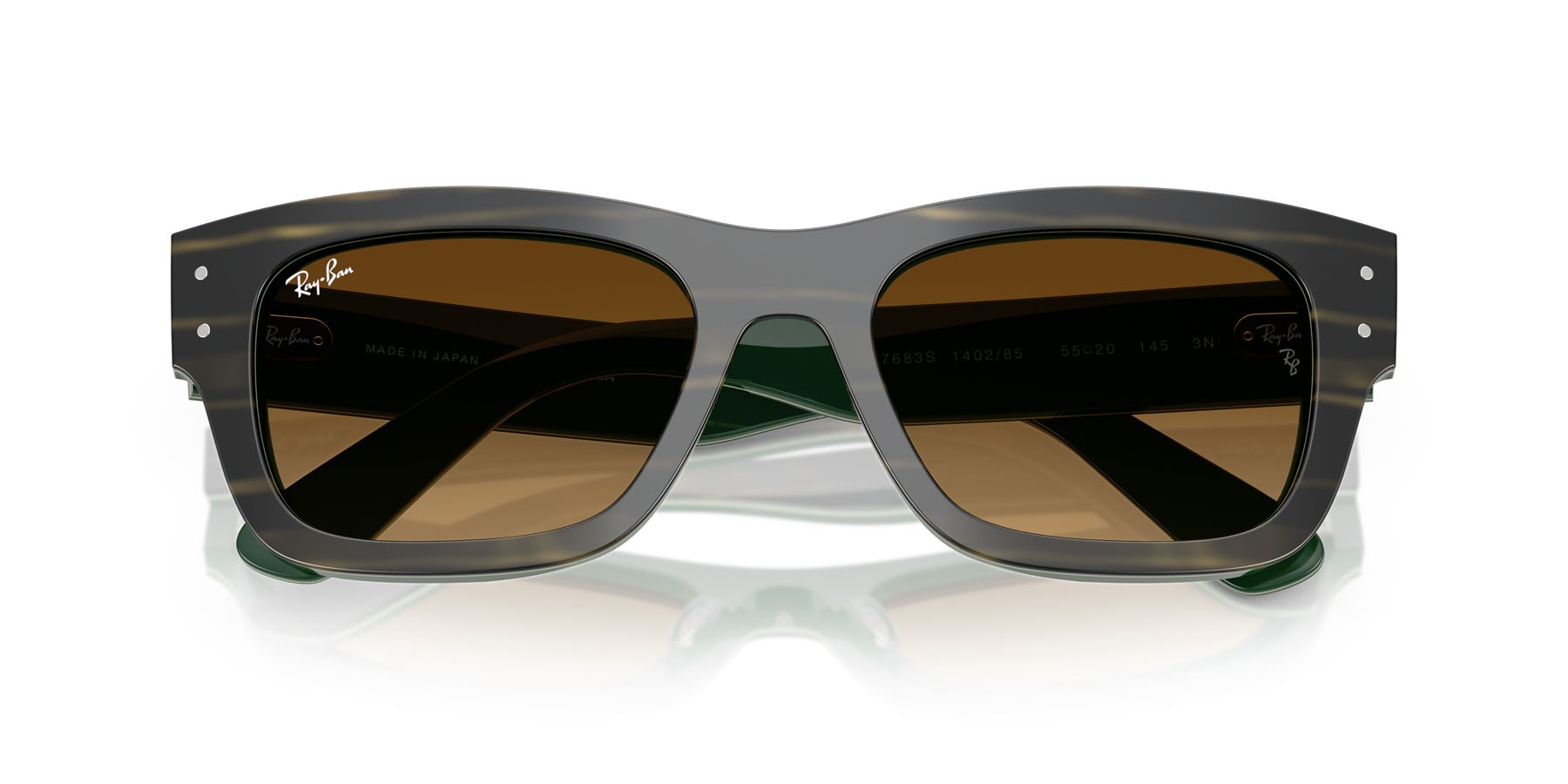 Sonnenbrillen Ray-Ban Joseph RB 7683S (140285) farbe striped green on green form rechteckig gläser marrone sfumato