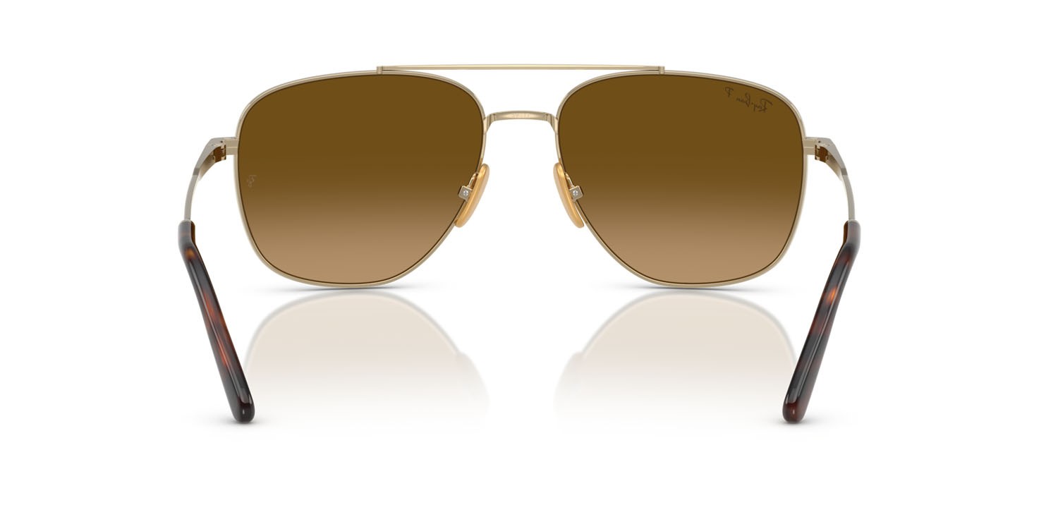 Sonnenbrillen Ray-Ban William Titanium RB 8097 (9265M2) farbe arista gold form quadratisch gläser polarized marrone sfumata