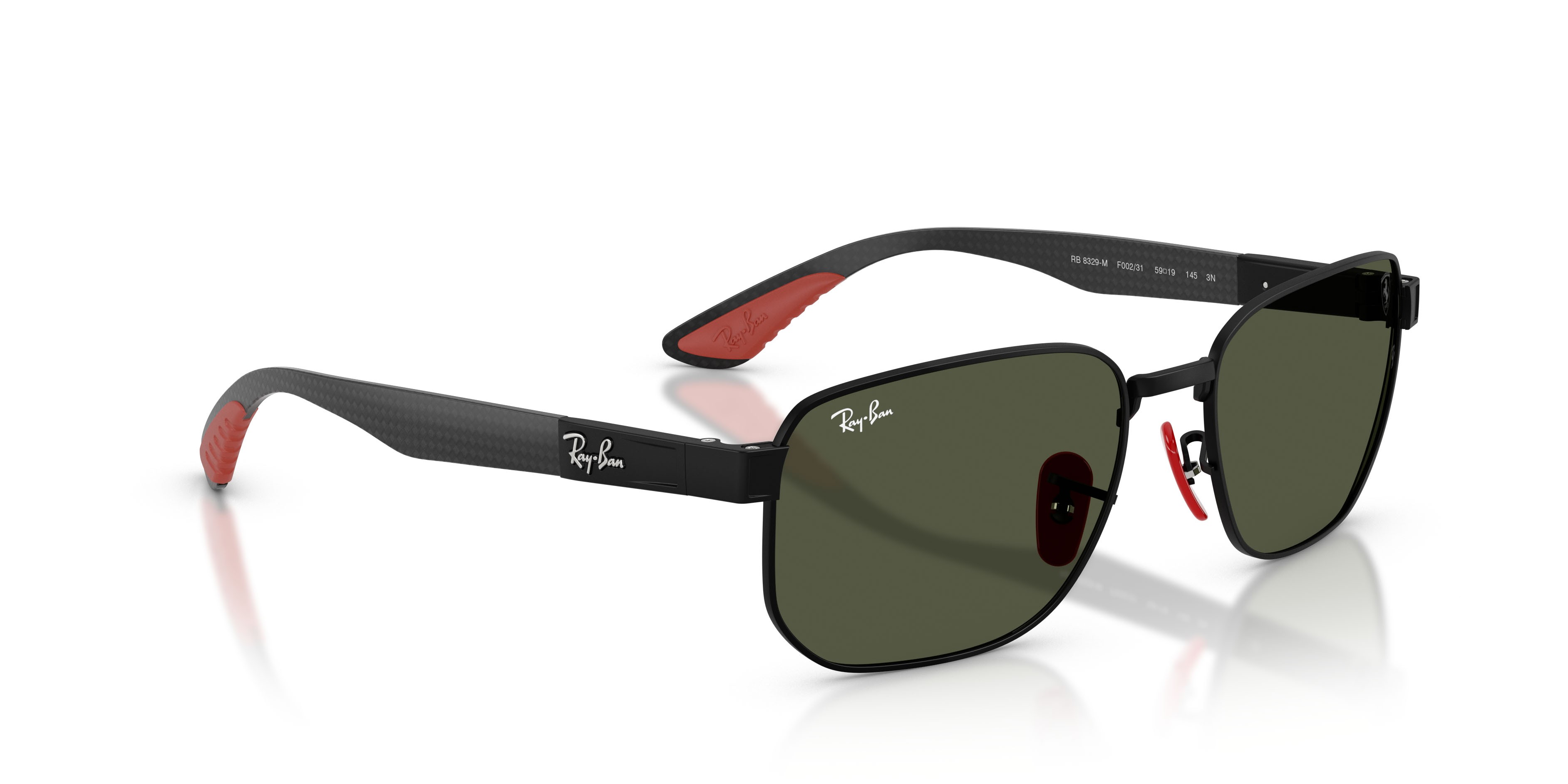 Sonnenbrillen Ray-Ban Scuderia Ferrari RB 8329M (F00231) farbe nero opaco form unregelmäßig gläser verde