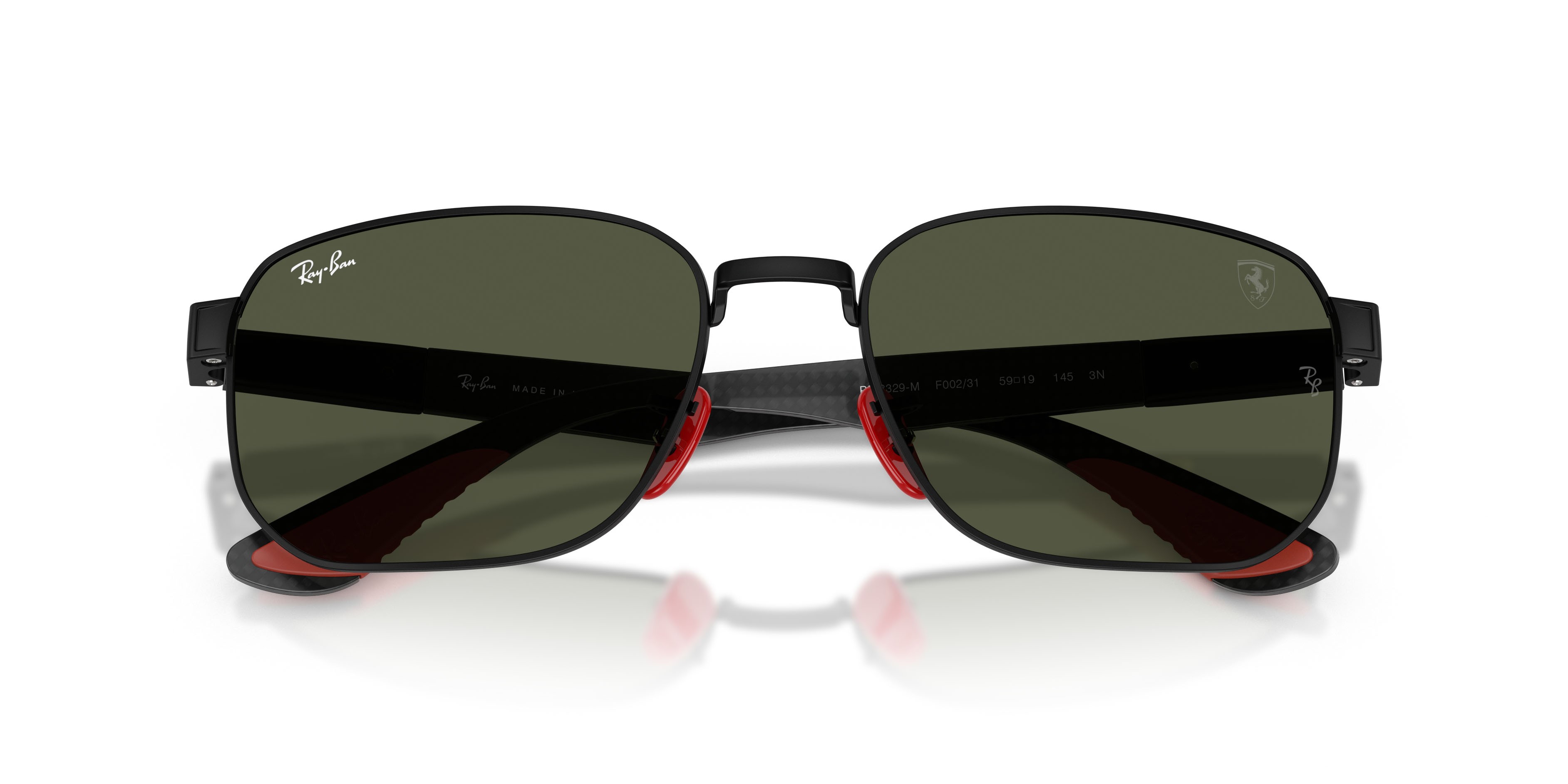 Sonnenbrillen Ray-Ban Scuderia Ferrari RB 8329M (F00231) farbe nero opaco form unregelmäßig gläser verde