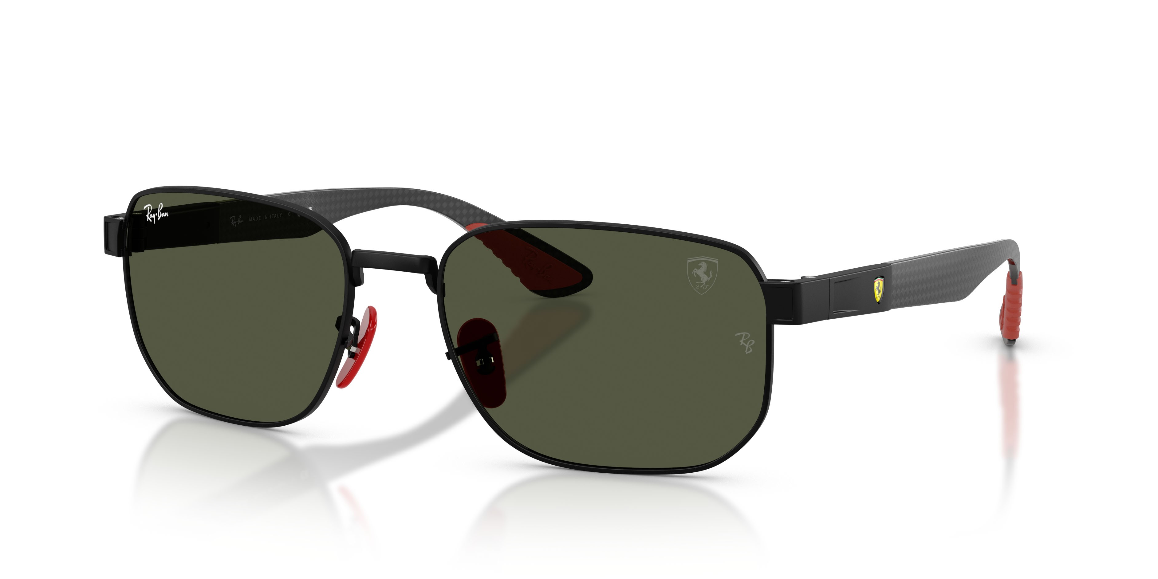 Sonnenbrillen Ray-Ban Scuderia Ferrari RB 8329M (F00231) farbe nero opaco form unregelmäßig gläser verde