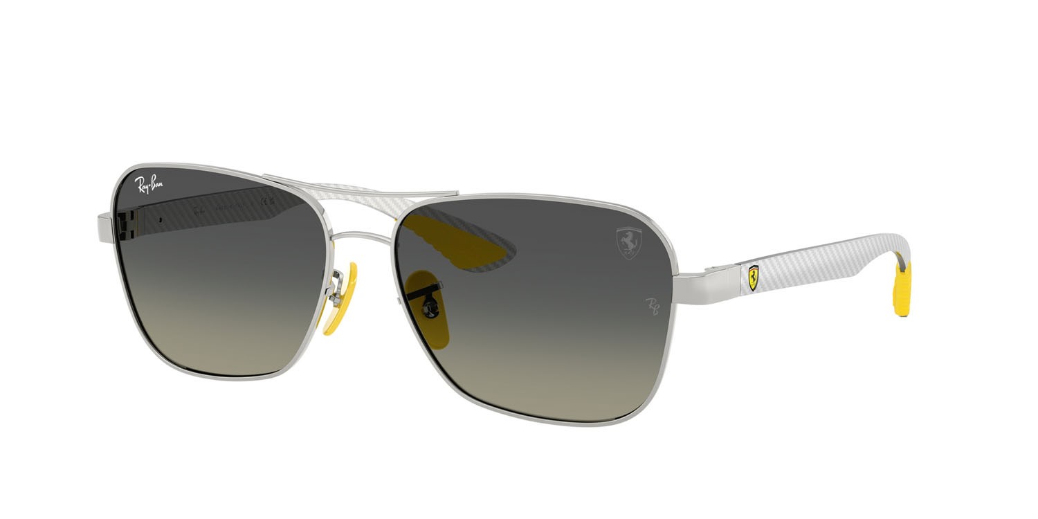 Sonnenbrillen Ray-Ban Scuderia Ferrari RB 8336M (F08311) farbe argento form quadratisch gläser sfumato grigio