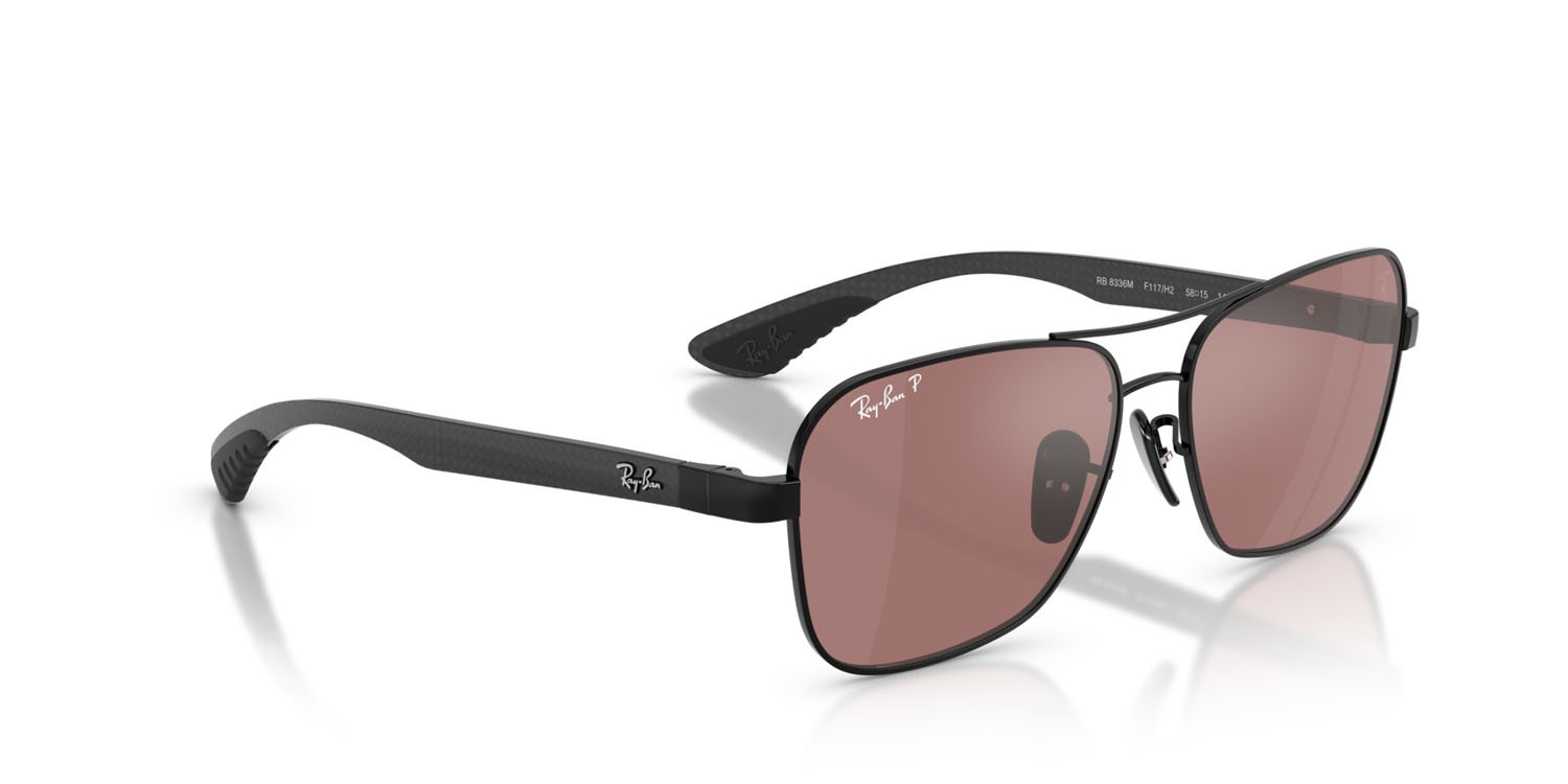 Sonnenbrillen Ray-Ban Scuderia Ferrari RB 8336M (F117H2) farbe nero form quadratisch gläser viola specchiato argento