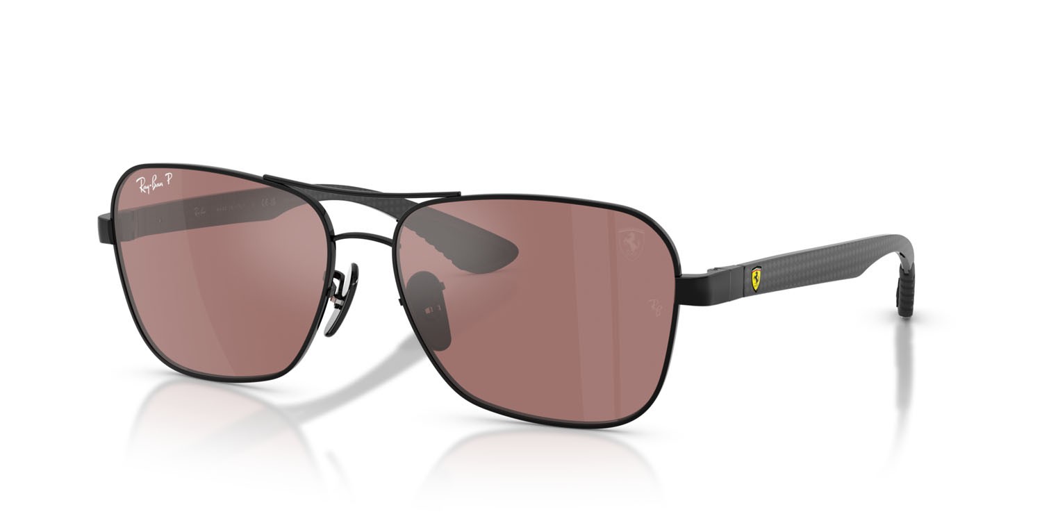 Sonnenbrillen Ray-Ban Scuderia Ferrari RB 8336M (F117H2) farbe nero form quadratisch gläser viola specchiato argento