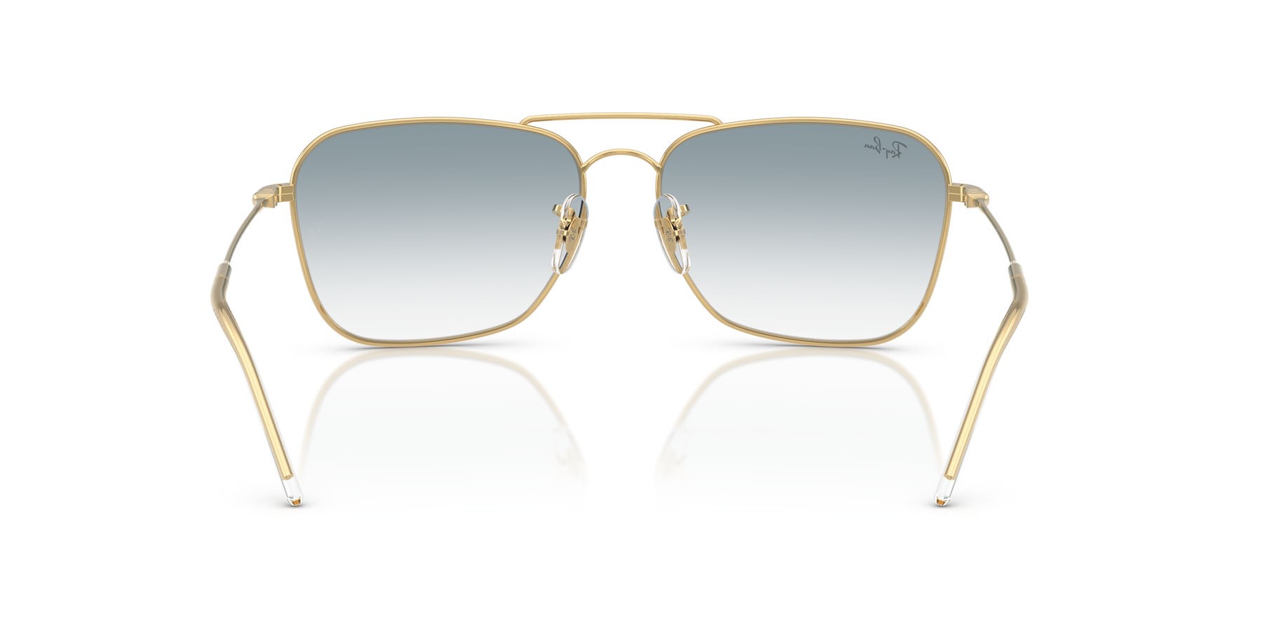 Sonnenbrillen Ray-Ban Caravan Reverse RB R0102S (001/79) farbe oro arista form quadratisch gläser trasparente sfumato blu