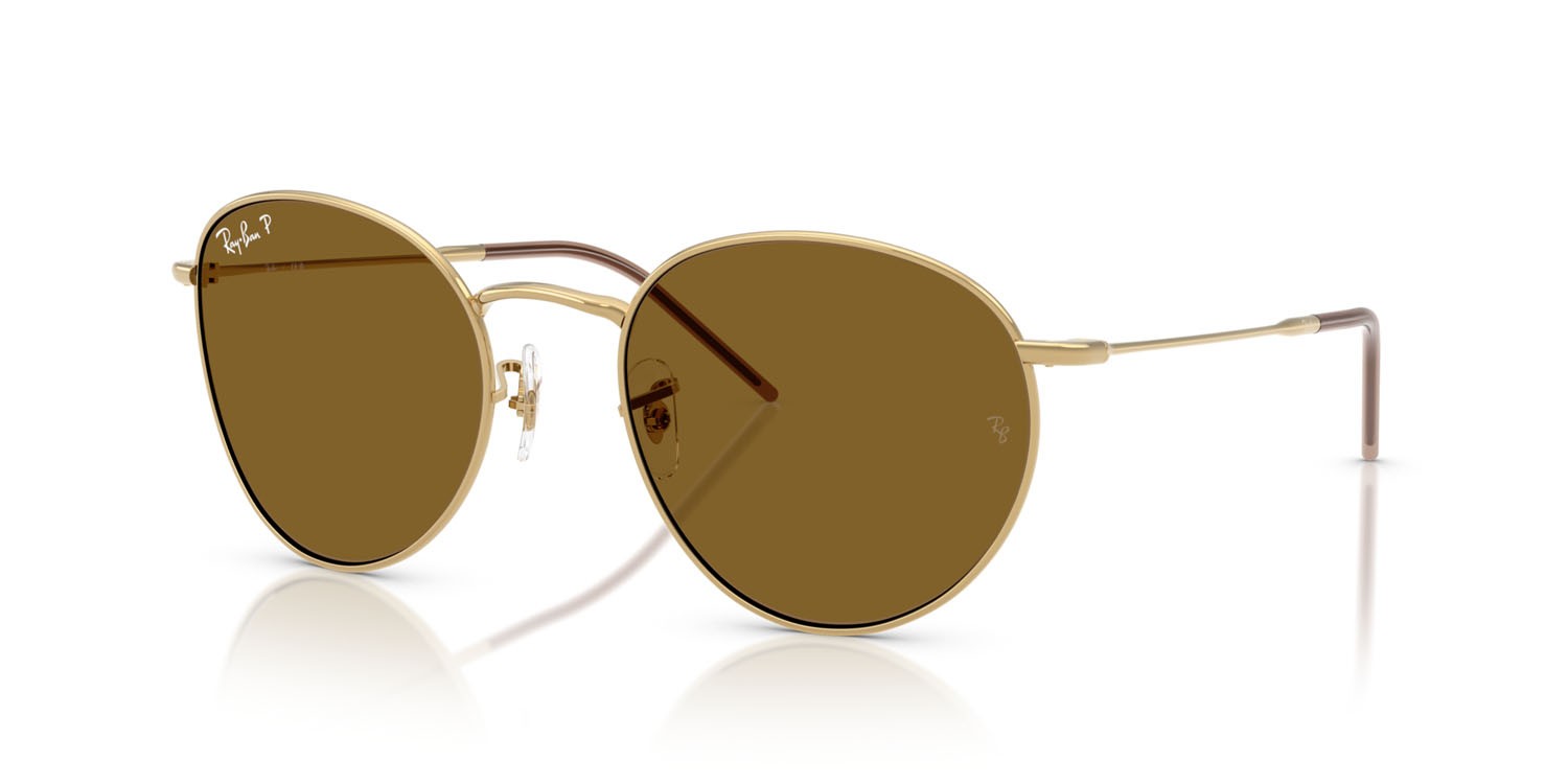 Sonnenbrillen Ray-Ban Round Reverse RB R0103S (001/83) farbe arista gold form pantos gläser polar marrone