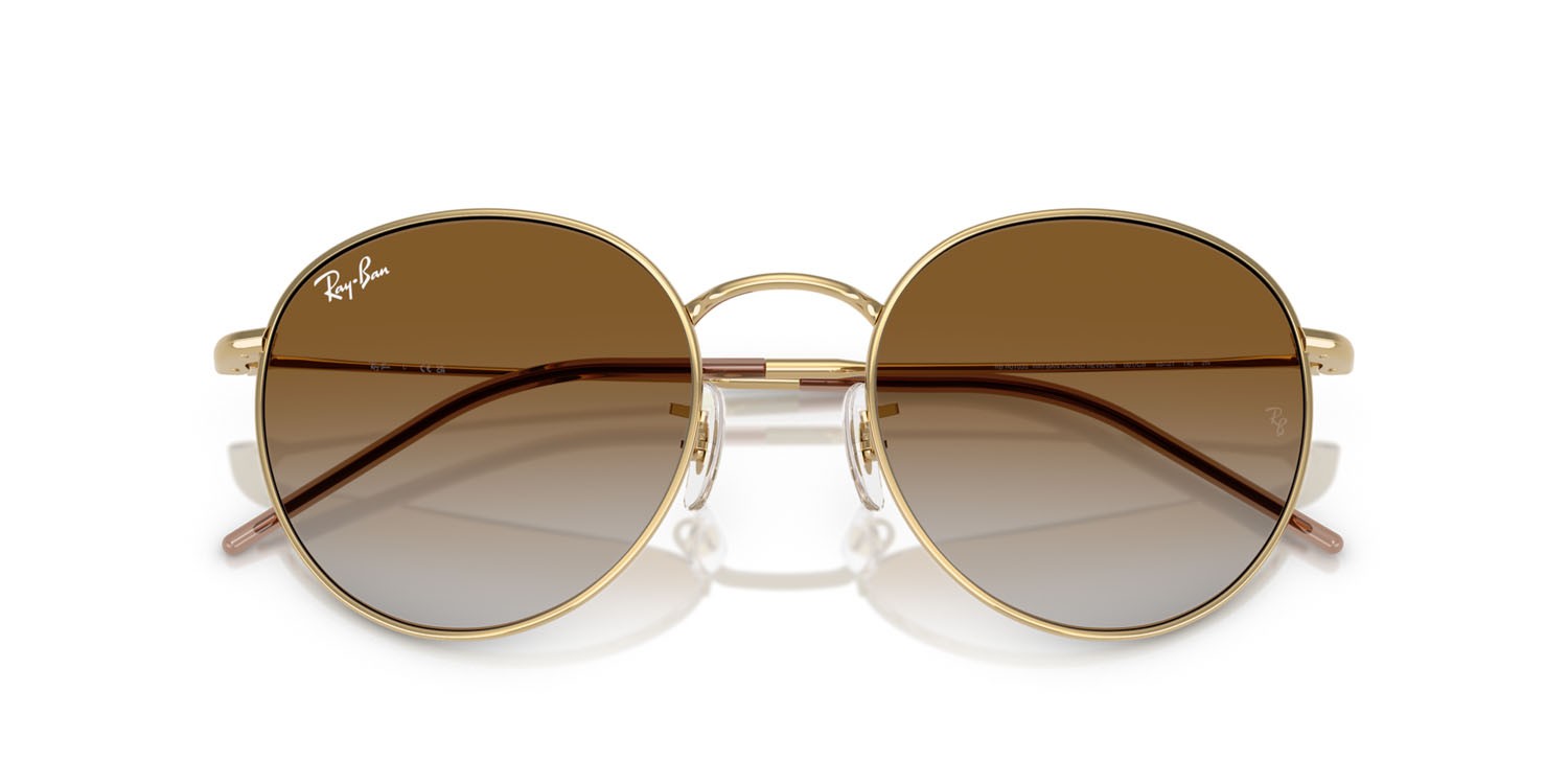 Sonnenbrillen Ray-Ban Round Reverse RB R0103S (001/CB) farbe arista gold form pantos gläser trasparente sfumato marrone