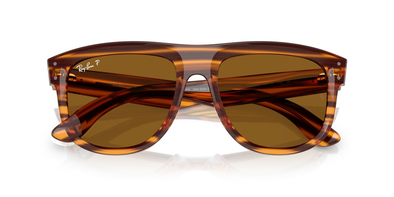 Sonnenbrillen Ray-Ban Boyfriend Reverse RB R0501S (679183) farbe striato havana form quadratisch gläser polar marrone scuro