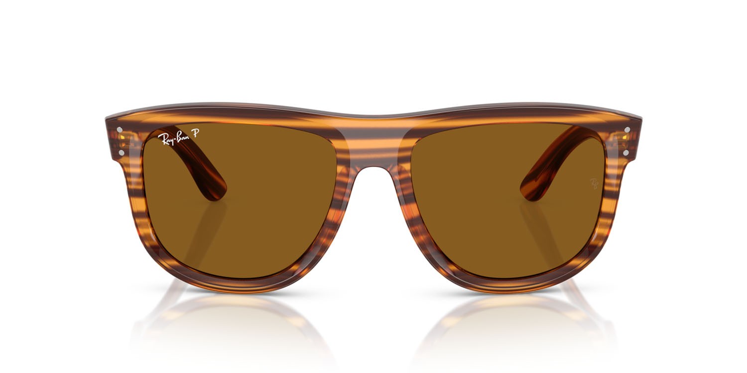 Sonnenbrillen Ray-Ban Boyfriend Reverse RB R0501S (679183) farbe striato havana form quadratisch gläser polar marrone scuro